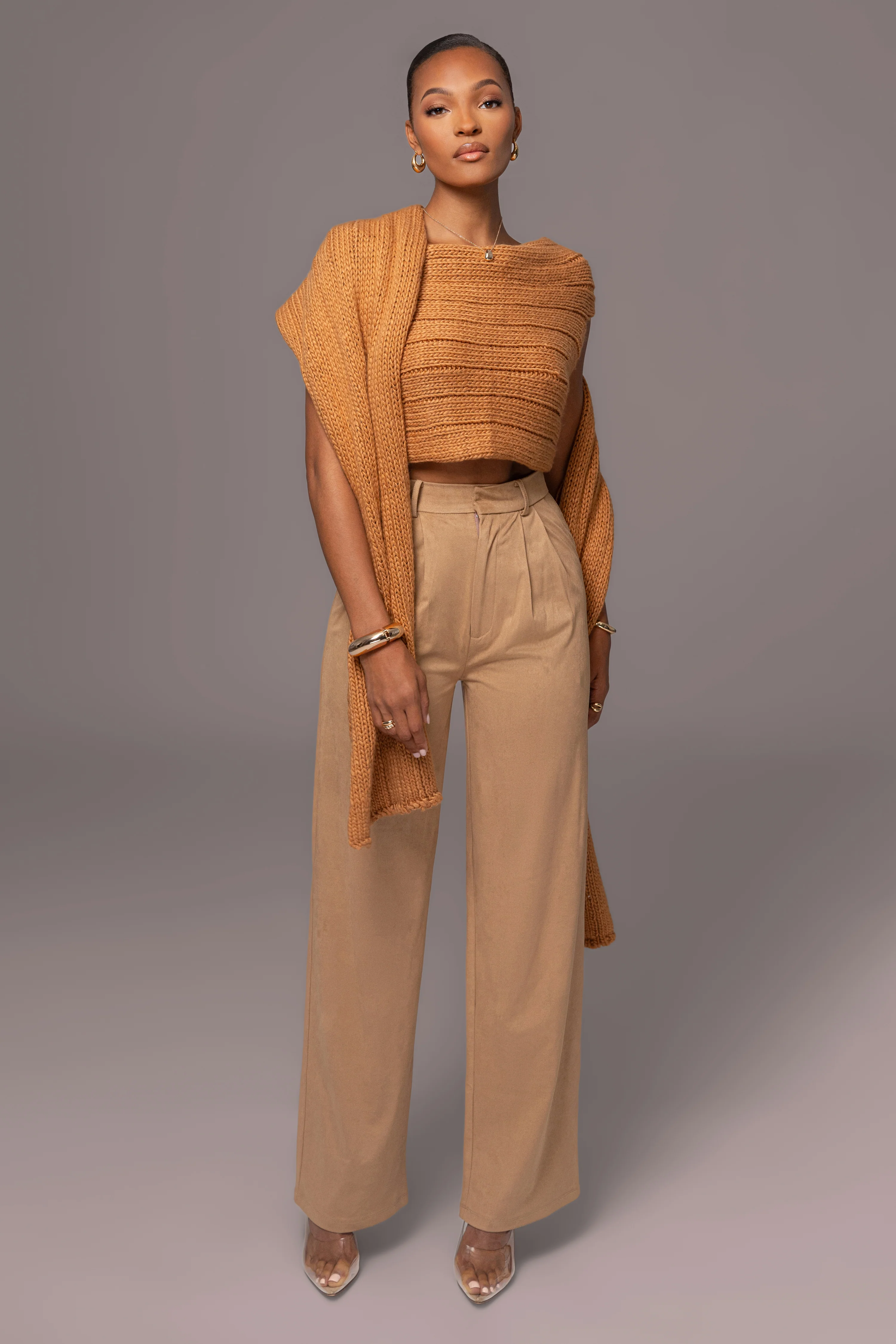Camel Soft Life Cable Knit Sweater Top - Image 12