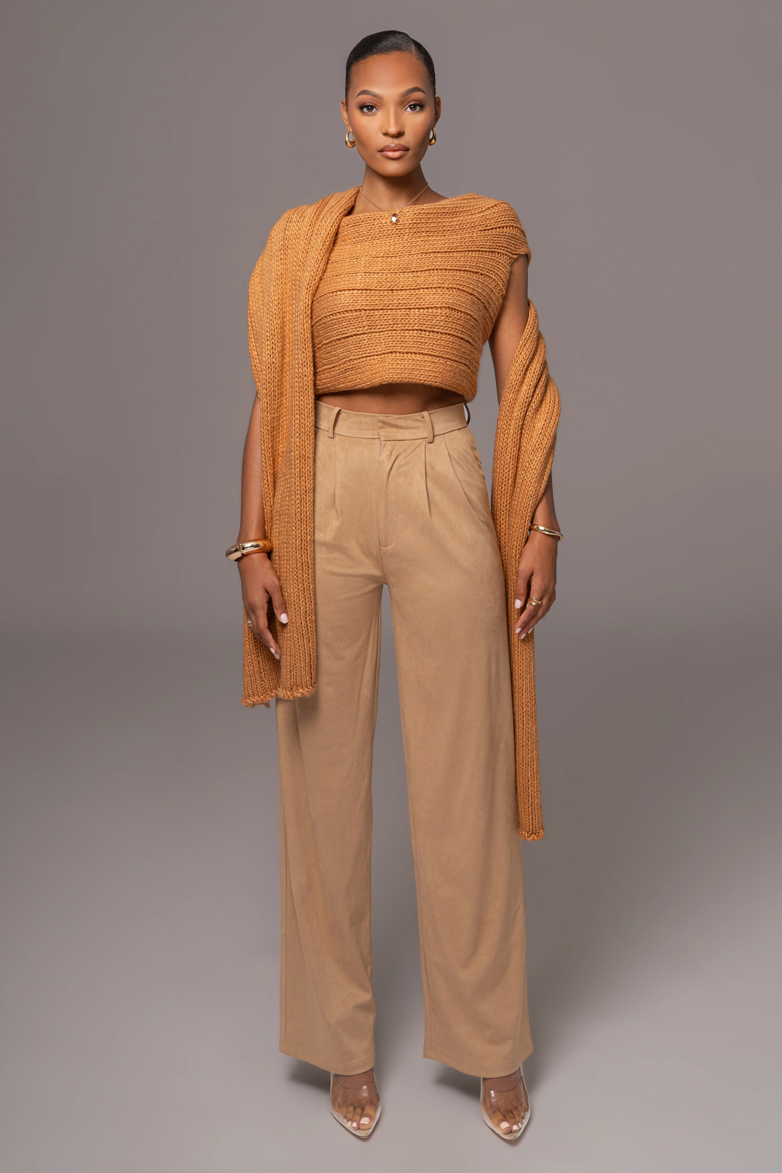 Camel Soft Life Cable Knit Sweater Top - Image 13