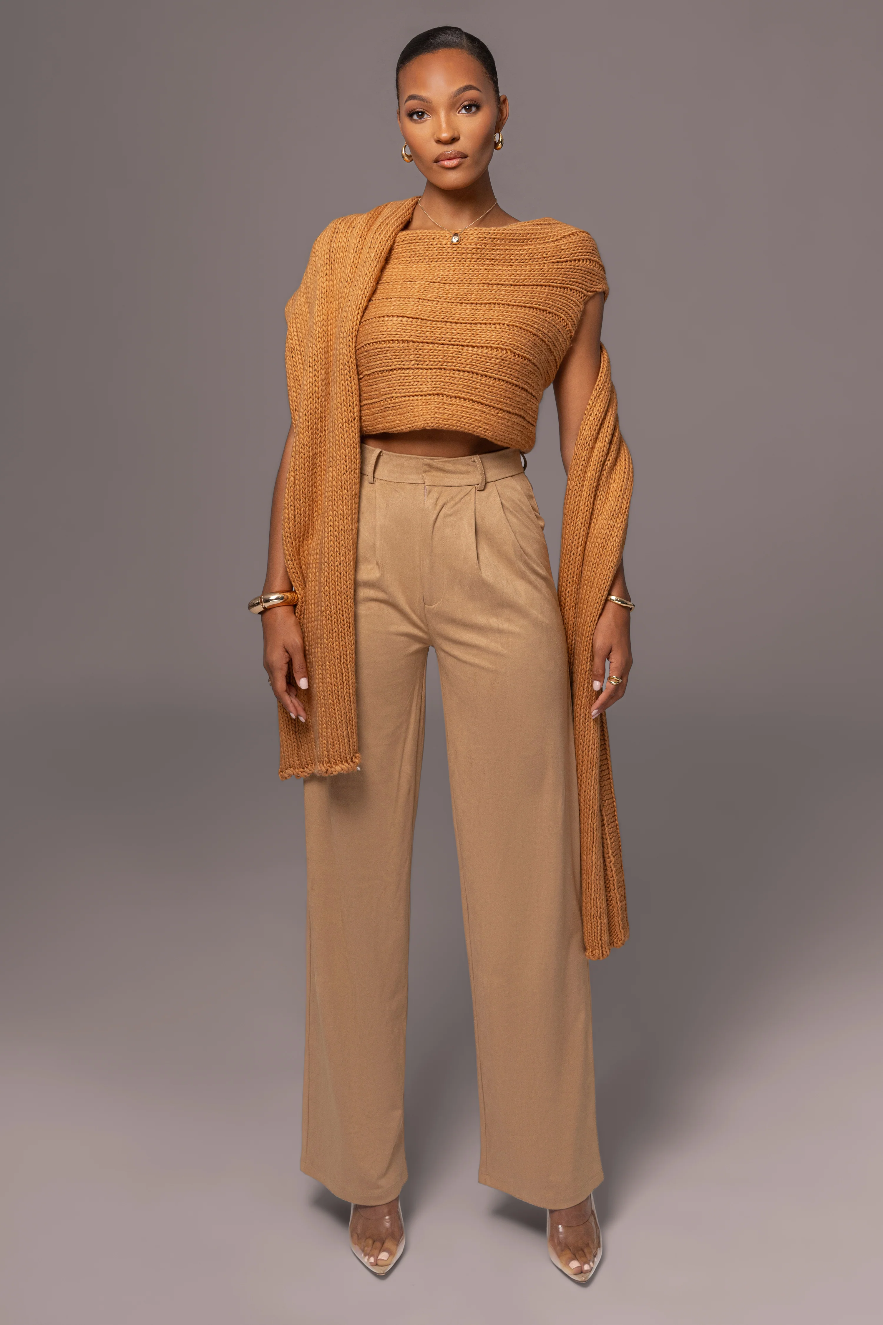 Camel Soft Life Cable Knit Sweater Top - Image 15