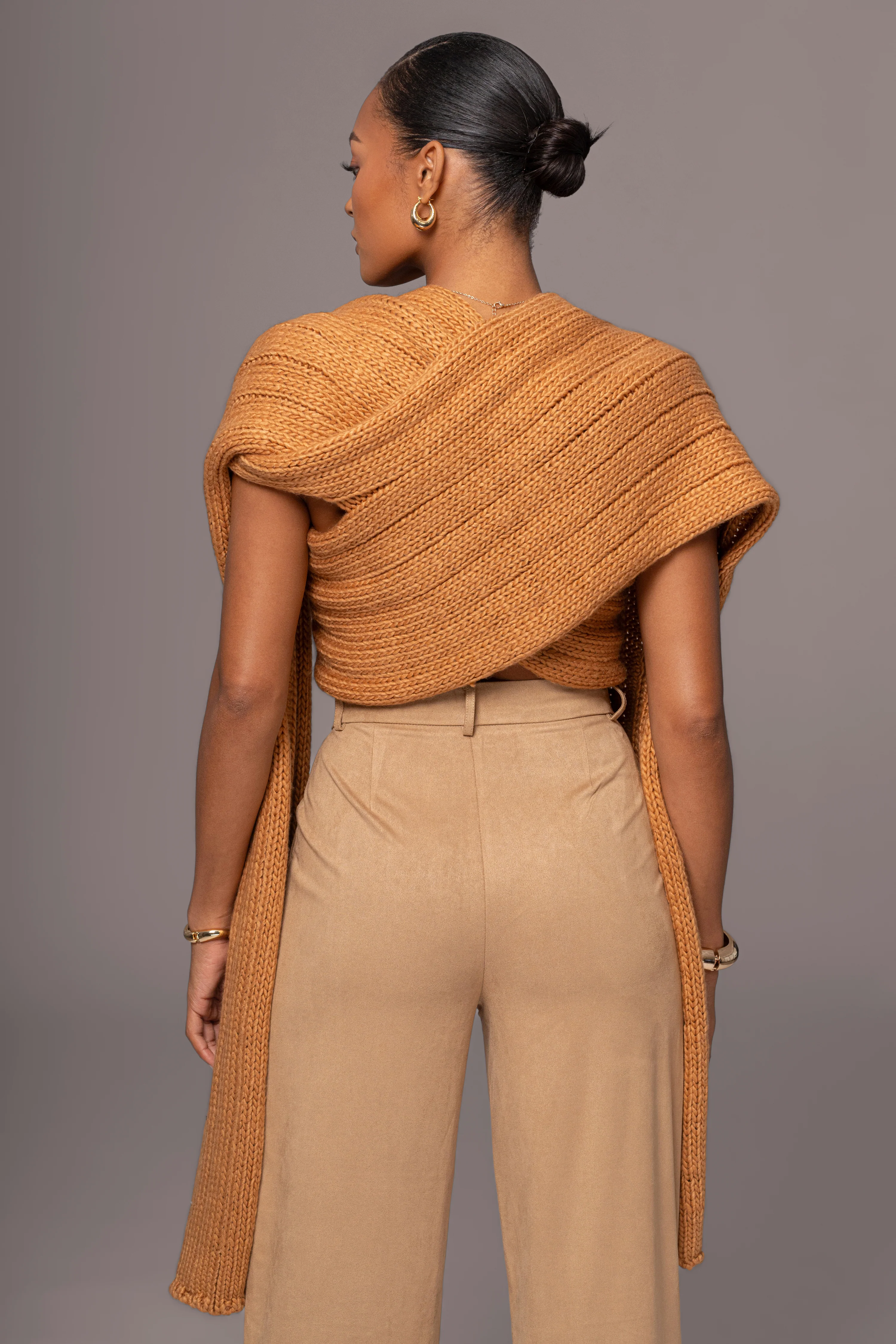 Camel Soft Life Cable Knit Sweater Top - Image 2