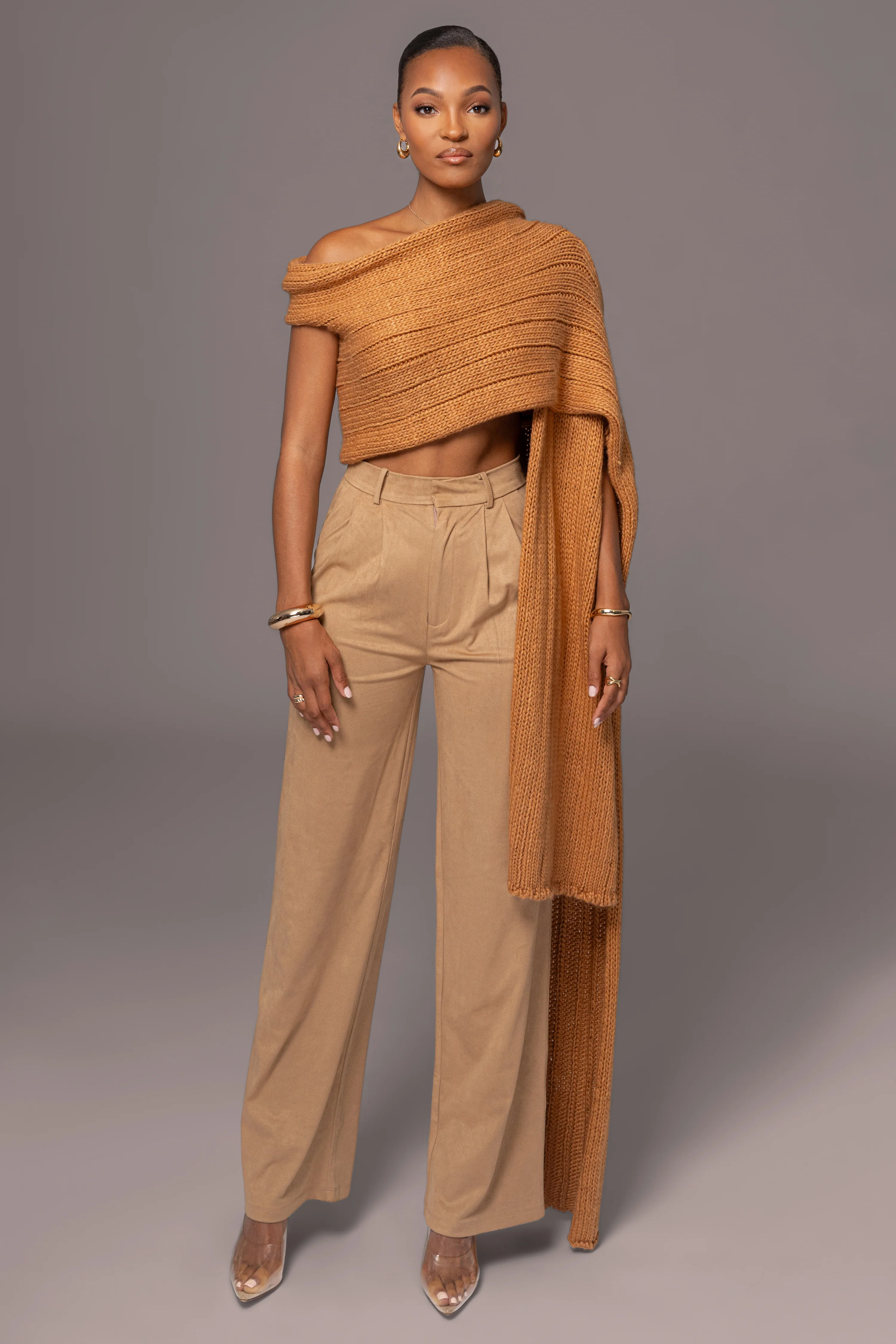 Camel Soft Life Cable Knit Sweater Top - Image 6