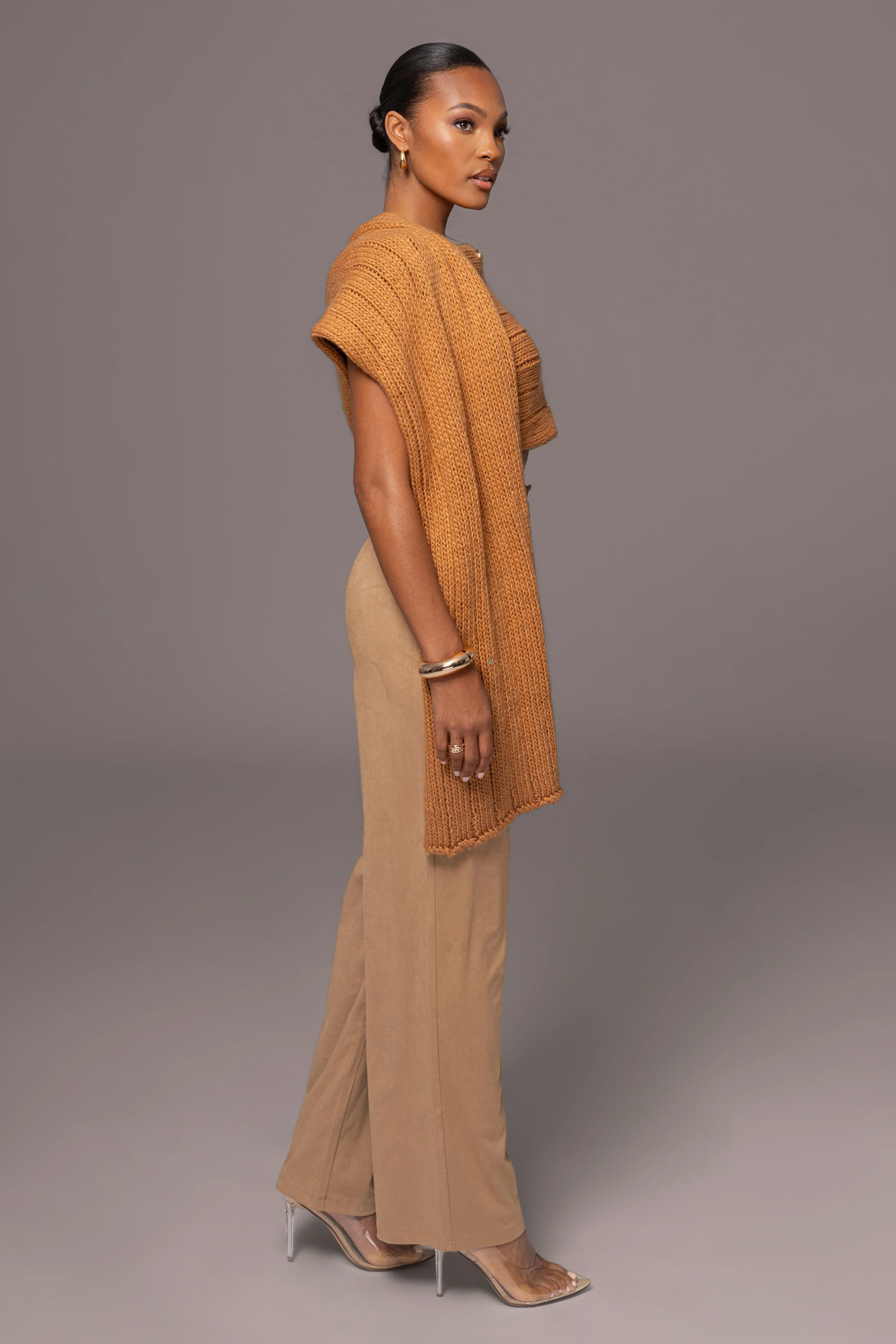 Camel Soft Life Cable Knit Sweater Top - Image 9