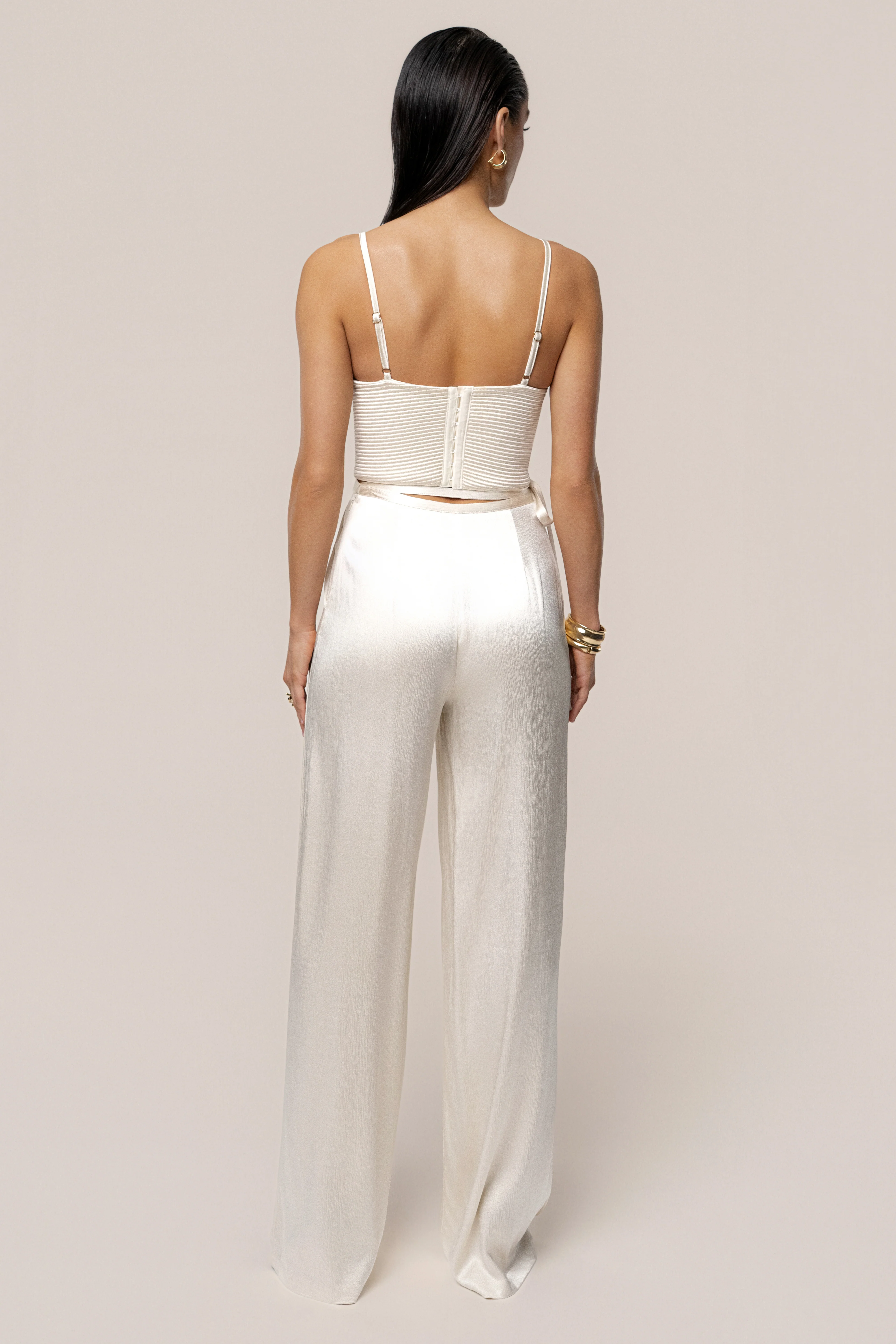 Champagne Deserae Satin Pants - Image 10