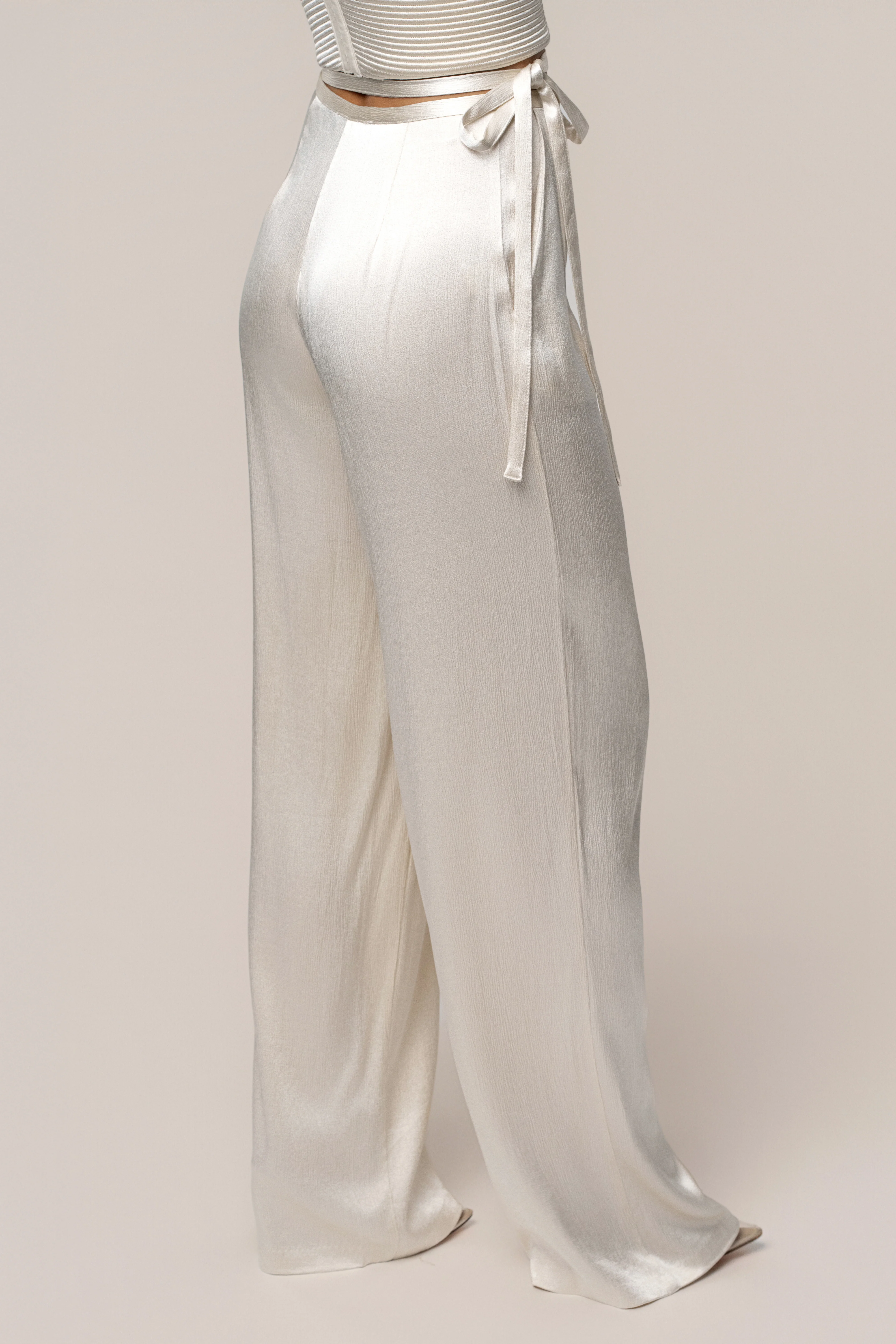 Champagne Deserae Satin Pants - Image 9