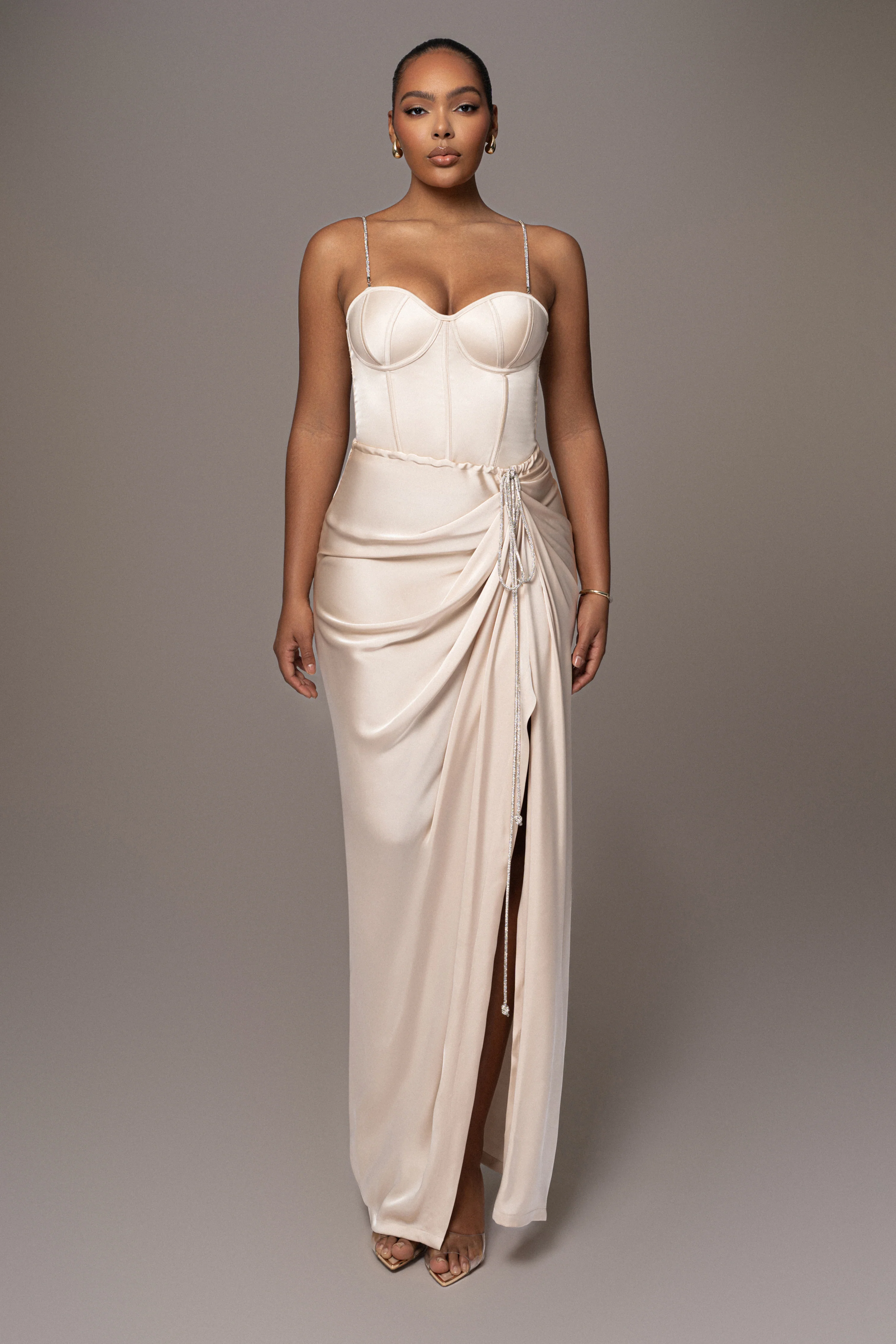 Champagne Olea Satin Skirt - Image 2