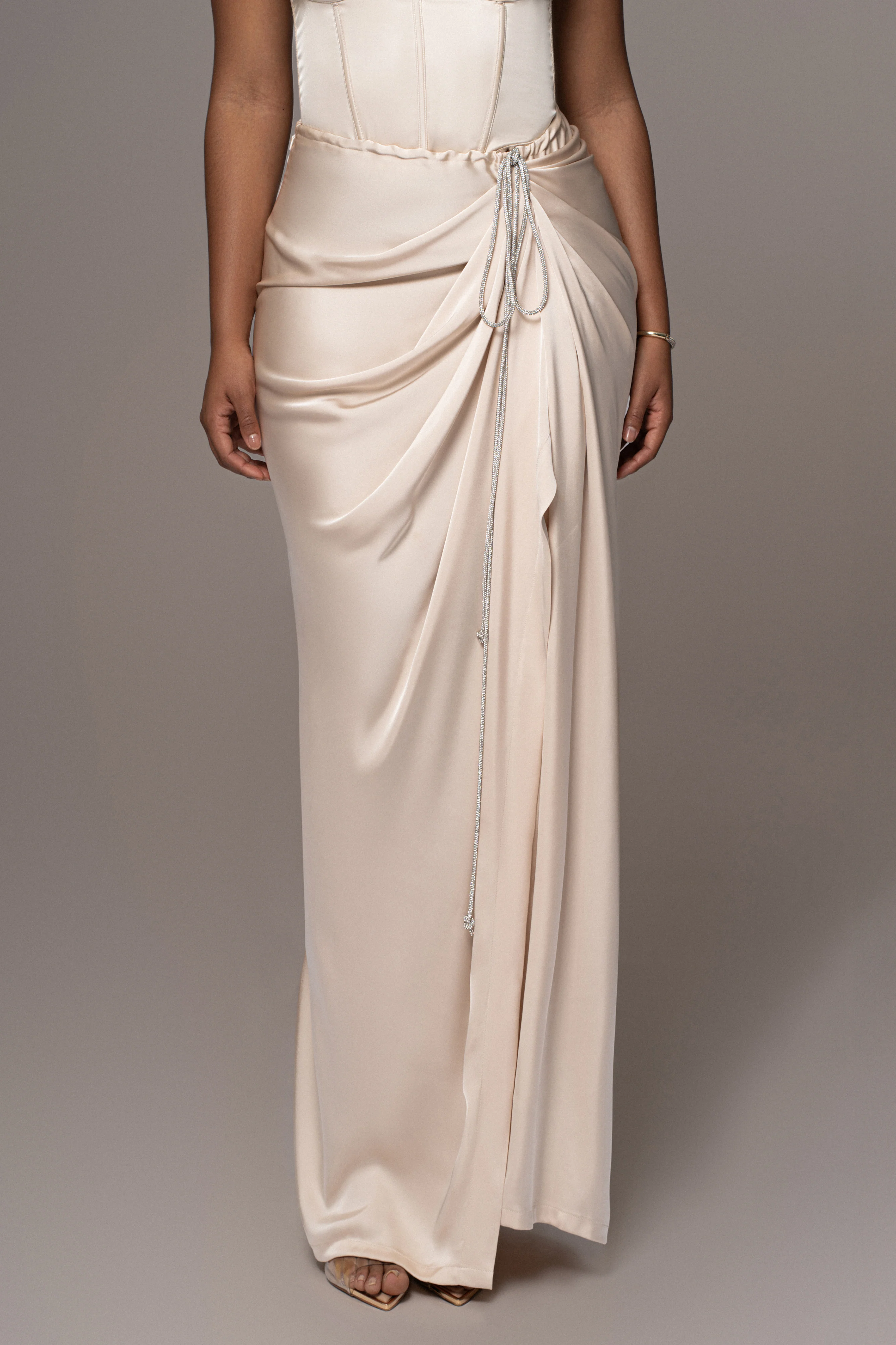 Champagne Olea Satin Skirt - Image 3