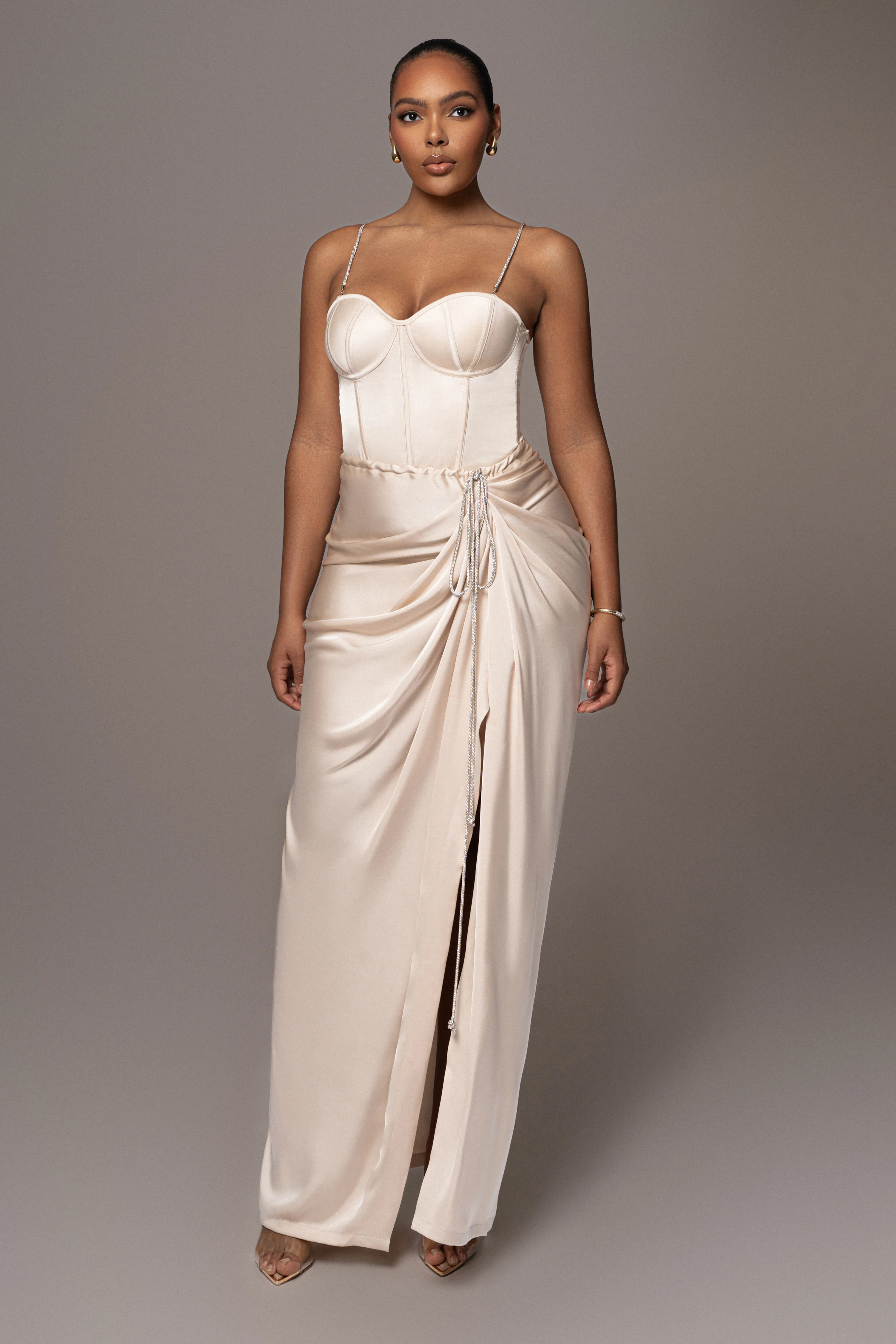 Champagne Olea Satin Skirt - Image 4