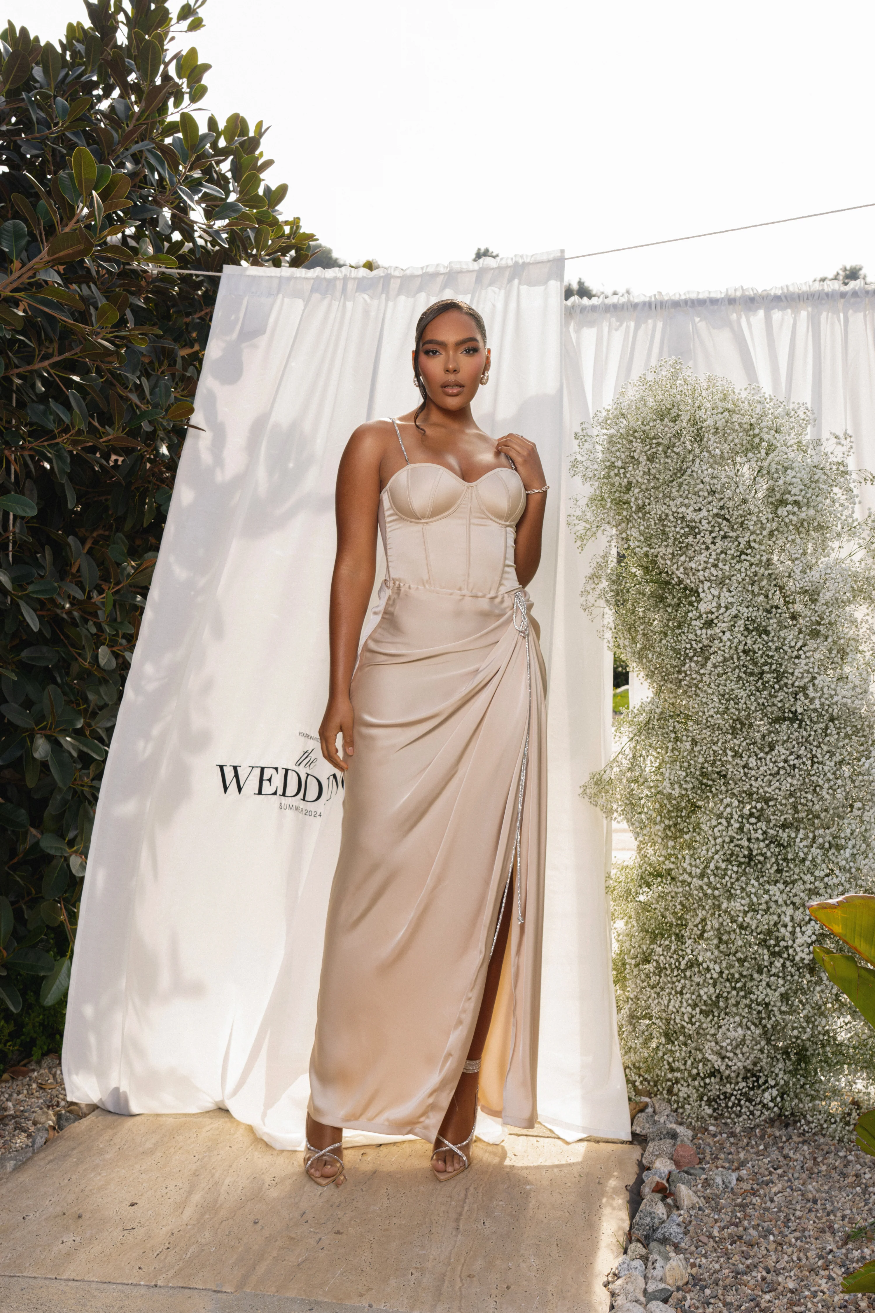 Champagne Olea Satin Skirt - Image 5