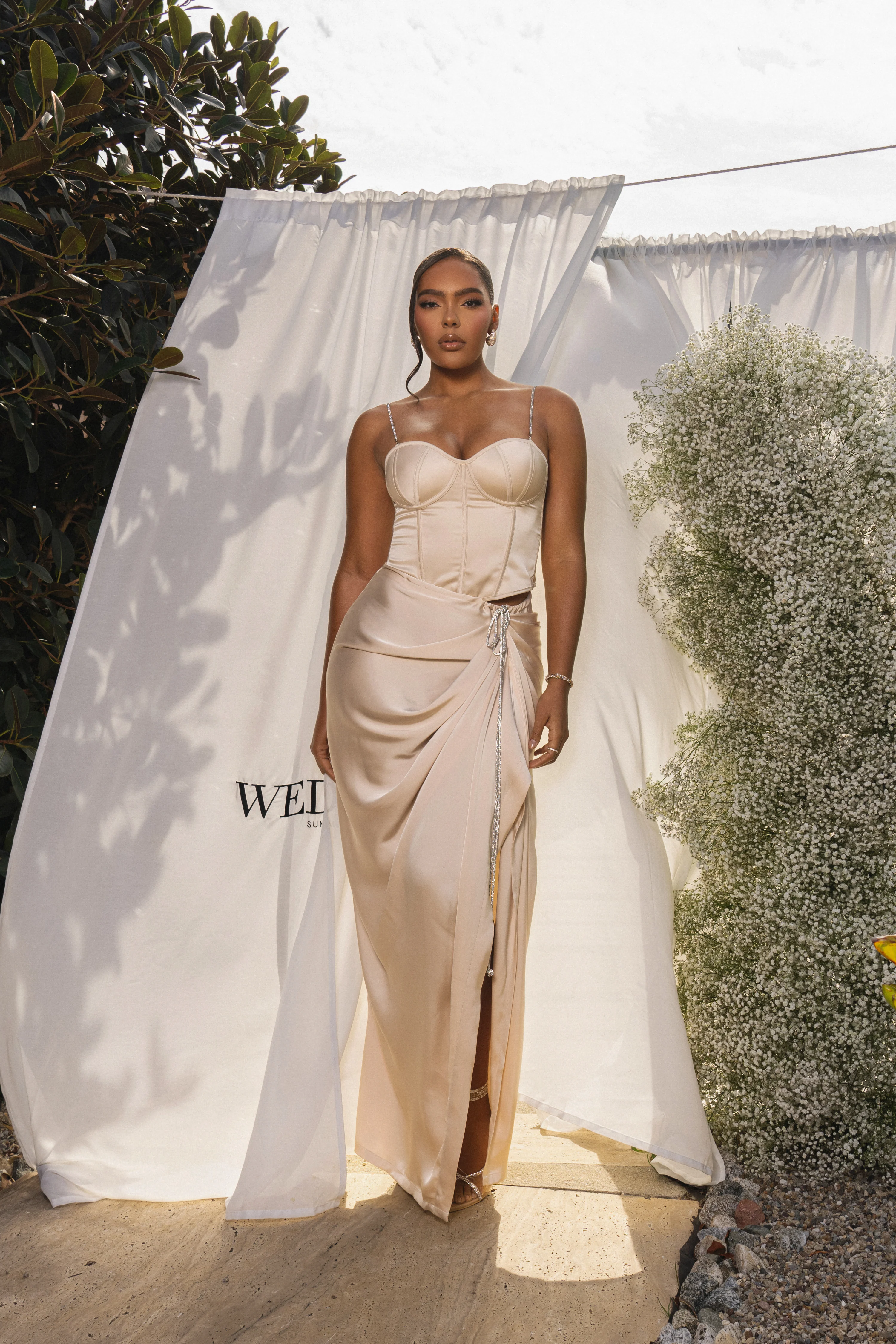 Champagne Olea Satin Skirt - Image 7