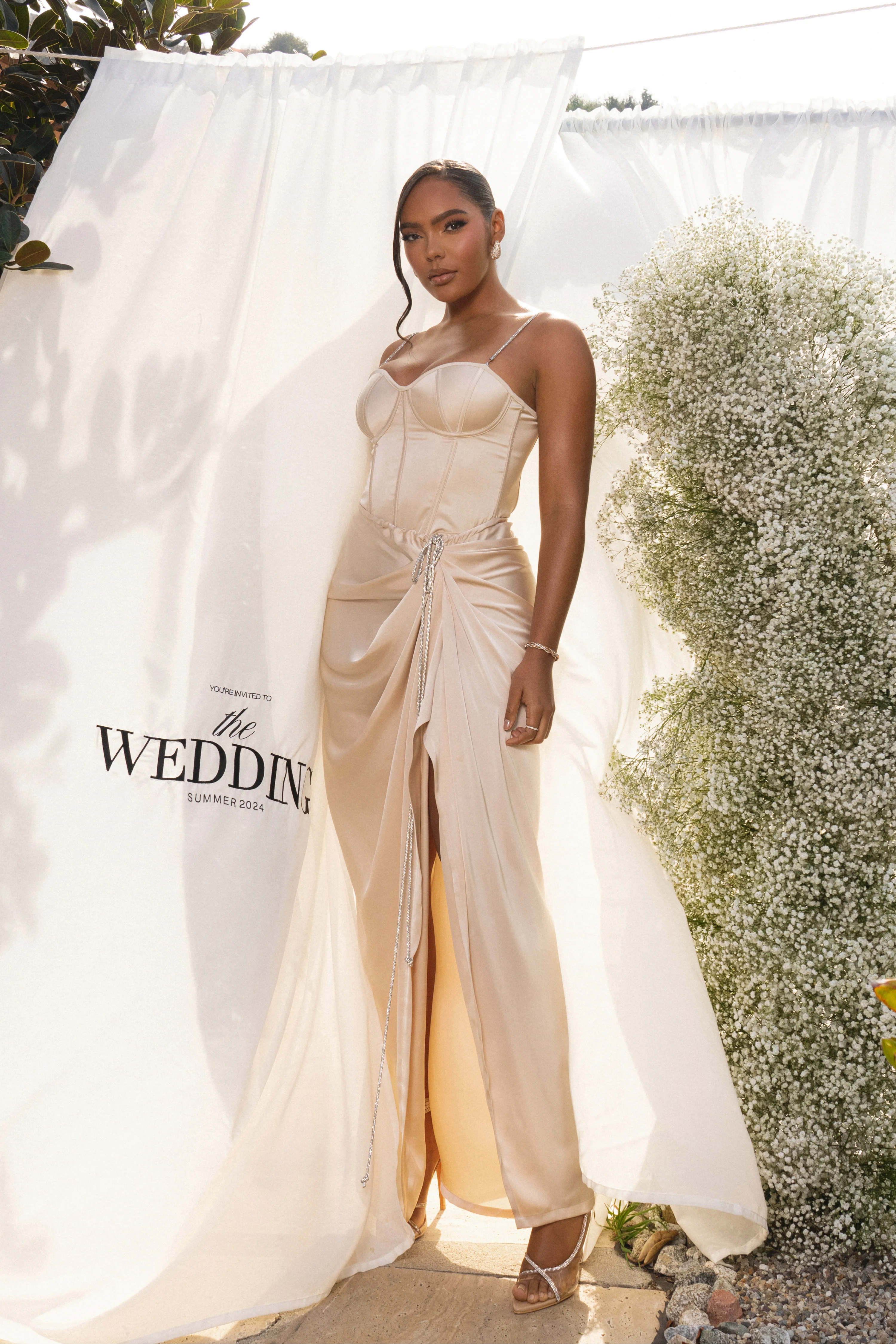 Champagne Olea Satin Skirt - Image 8