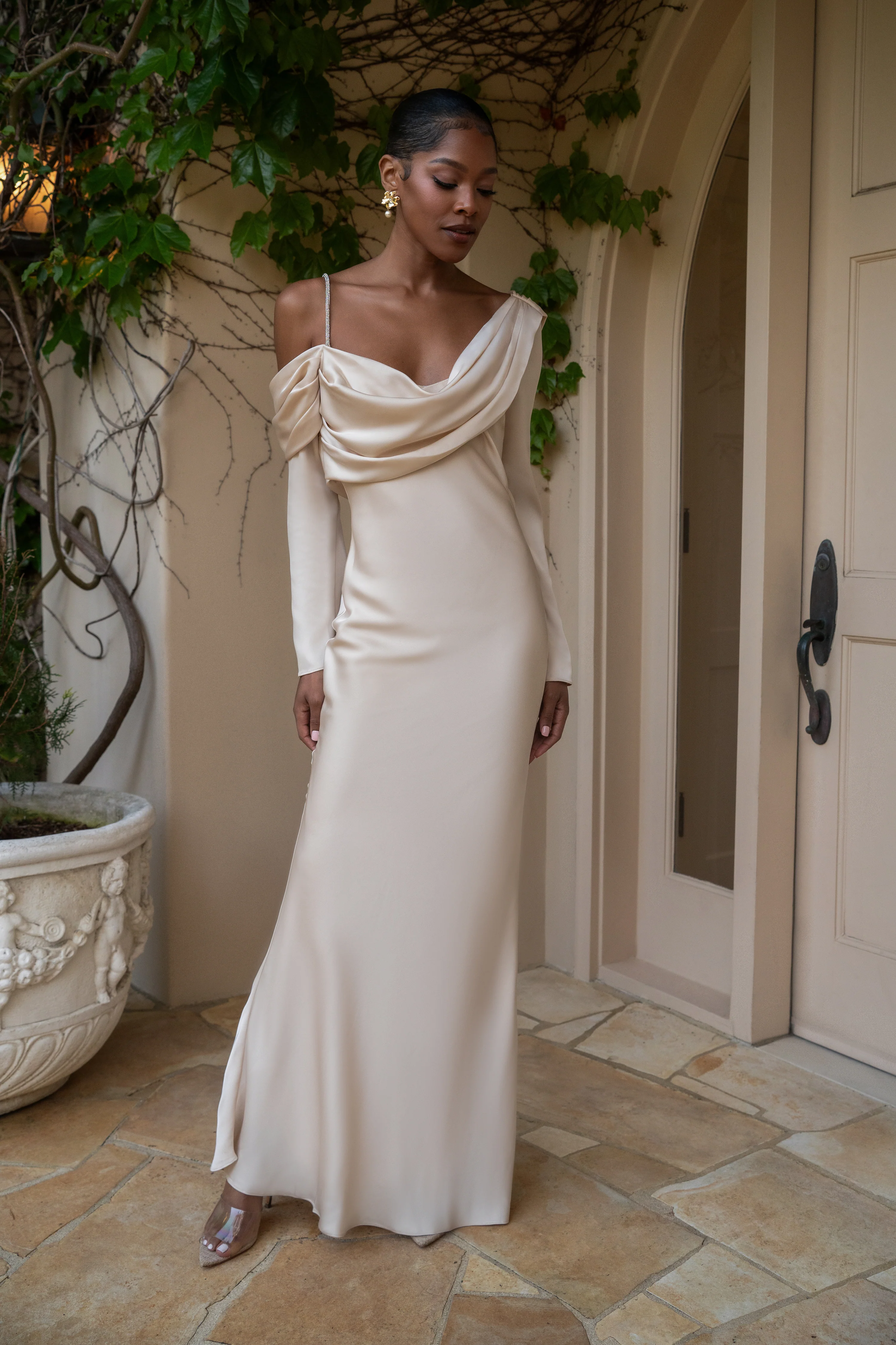 Champagne One And Only Satin Dress - Image 2