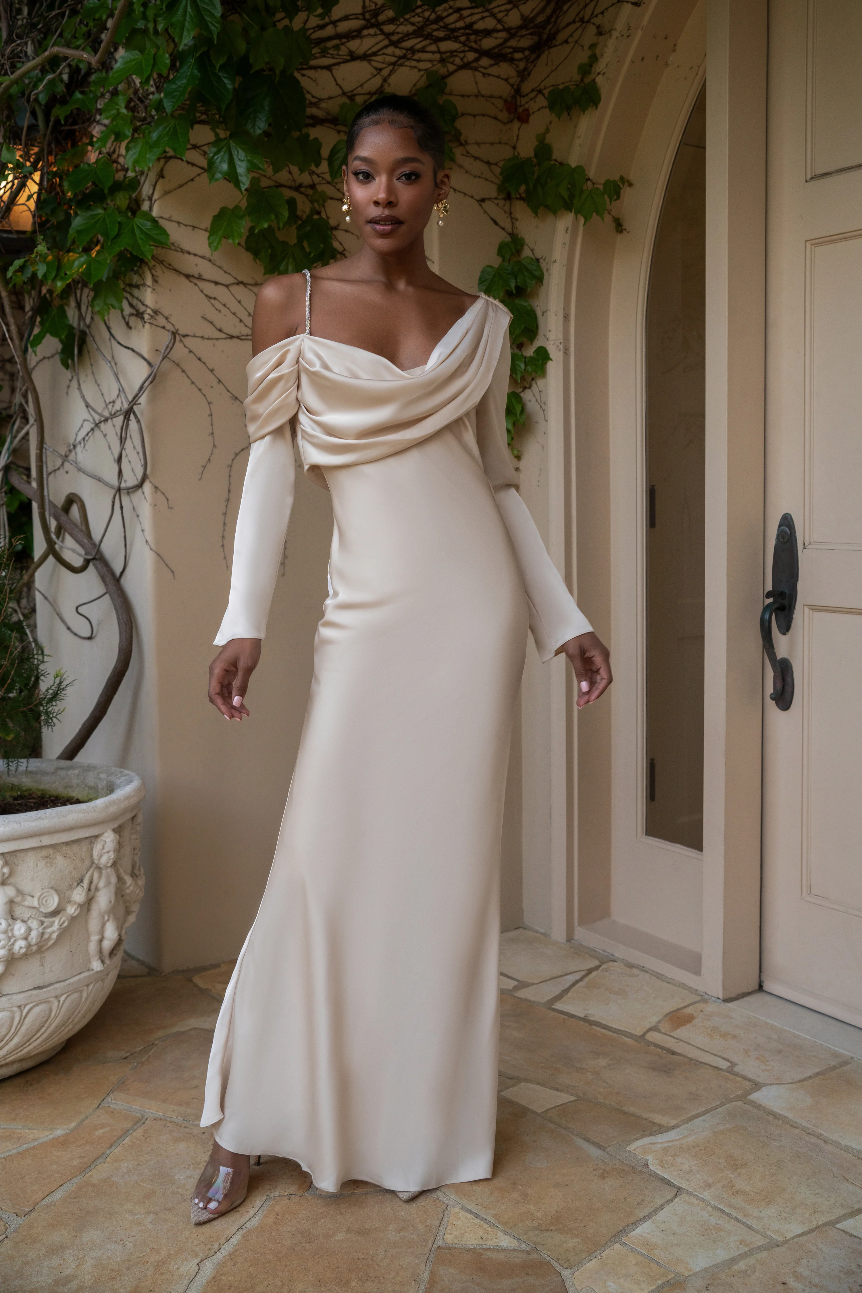 Champagne One And Only Satin Dress - Image 5