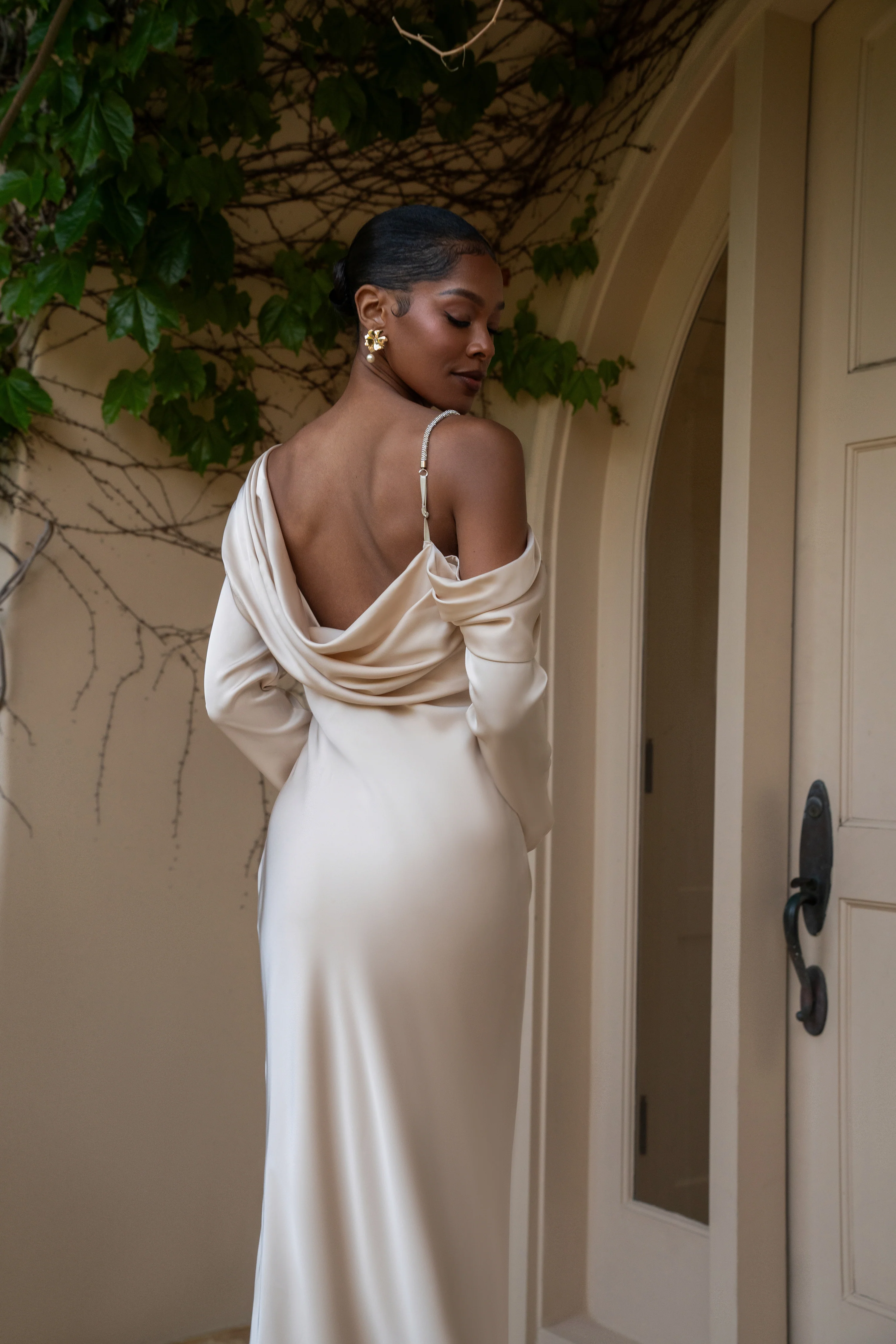 Champagne One And Only Satin Dress - Image 6
