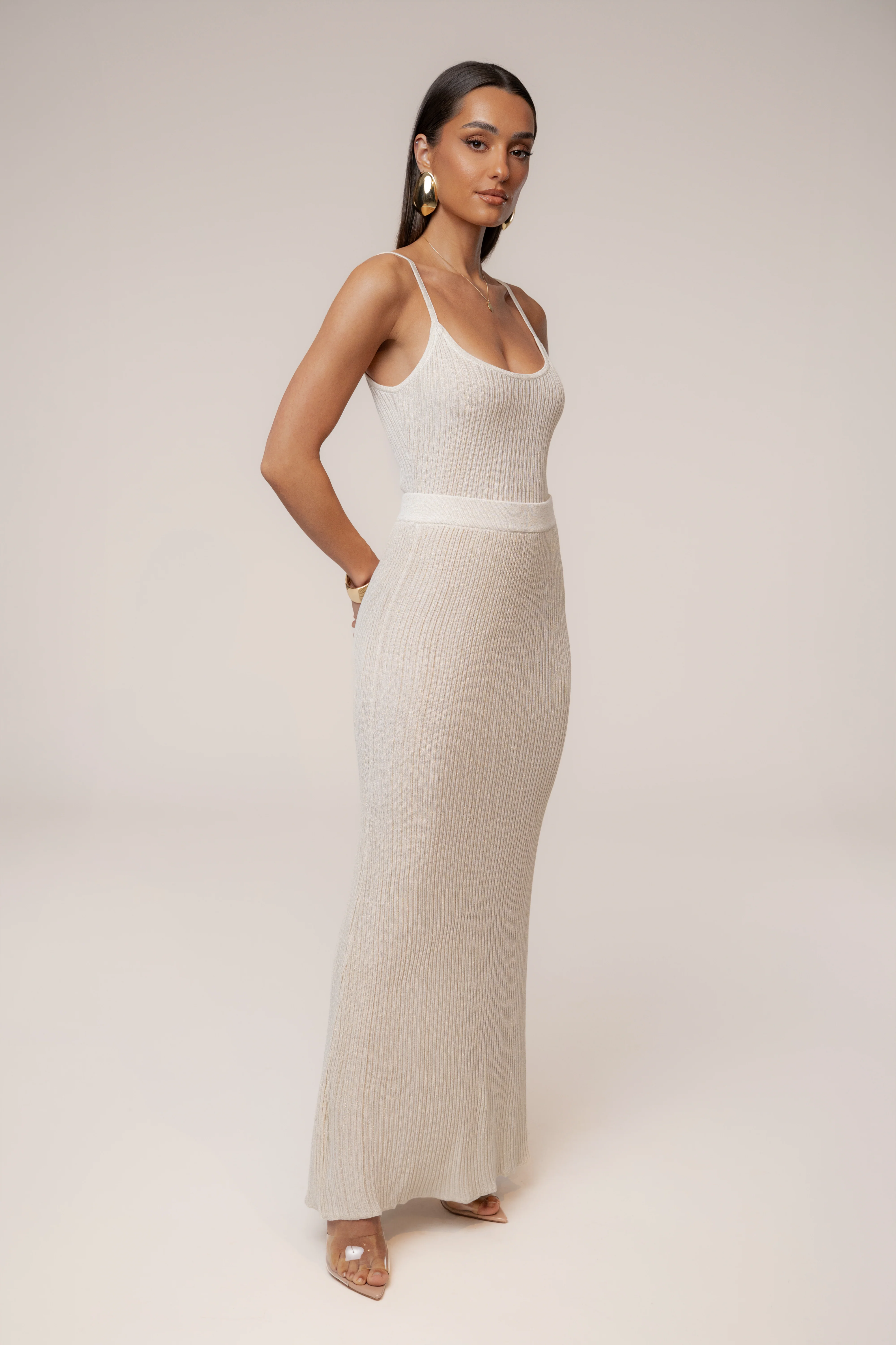 Champagne Serena Ribbed Skirt Set - Image 11