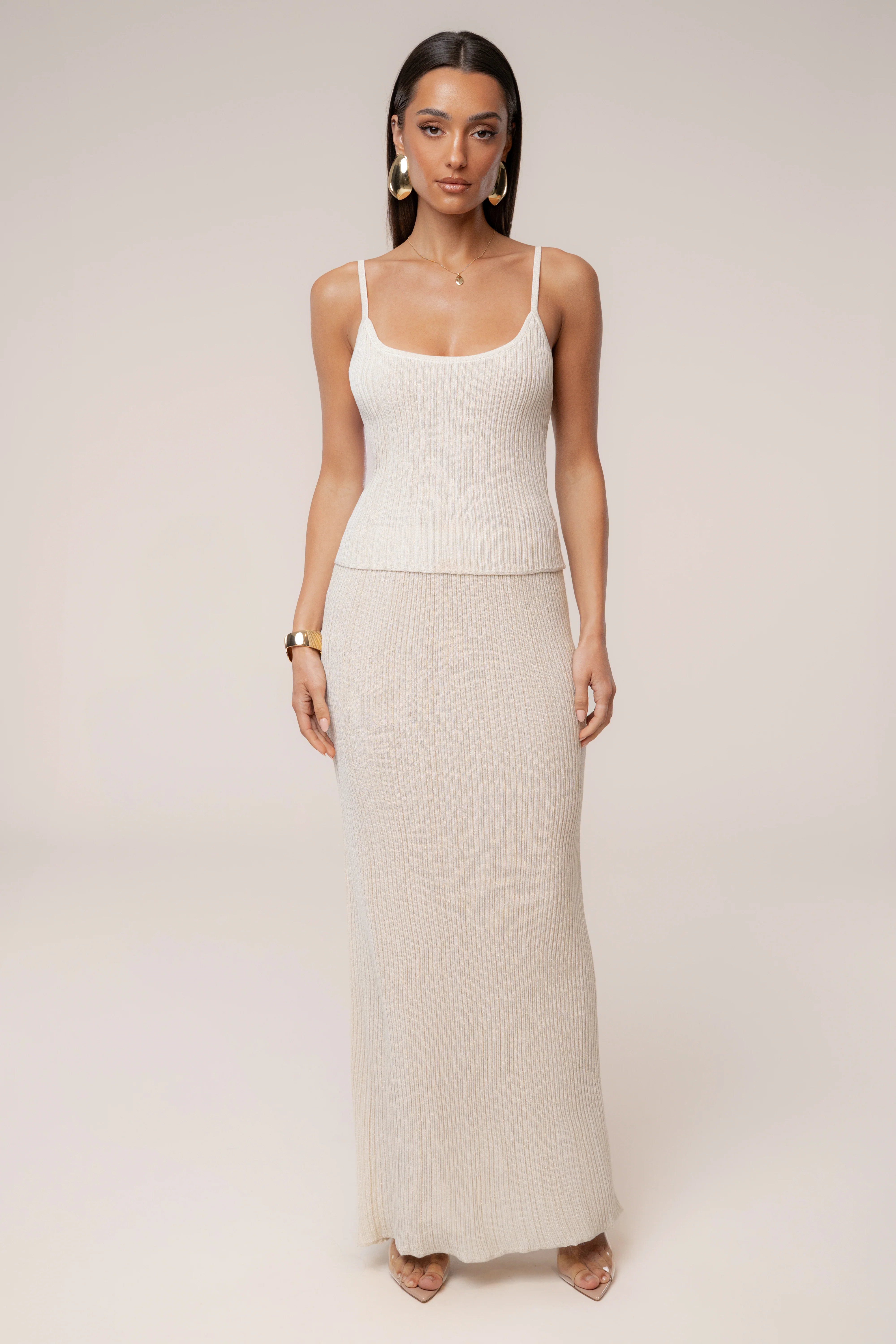 Champagne Serena Ribbed Skirt Set - Image 4