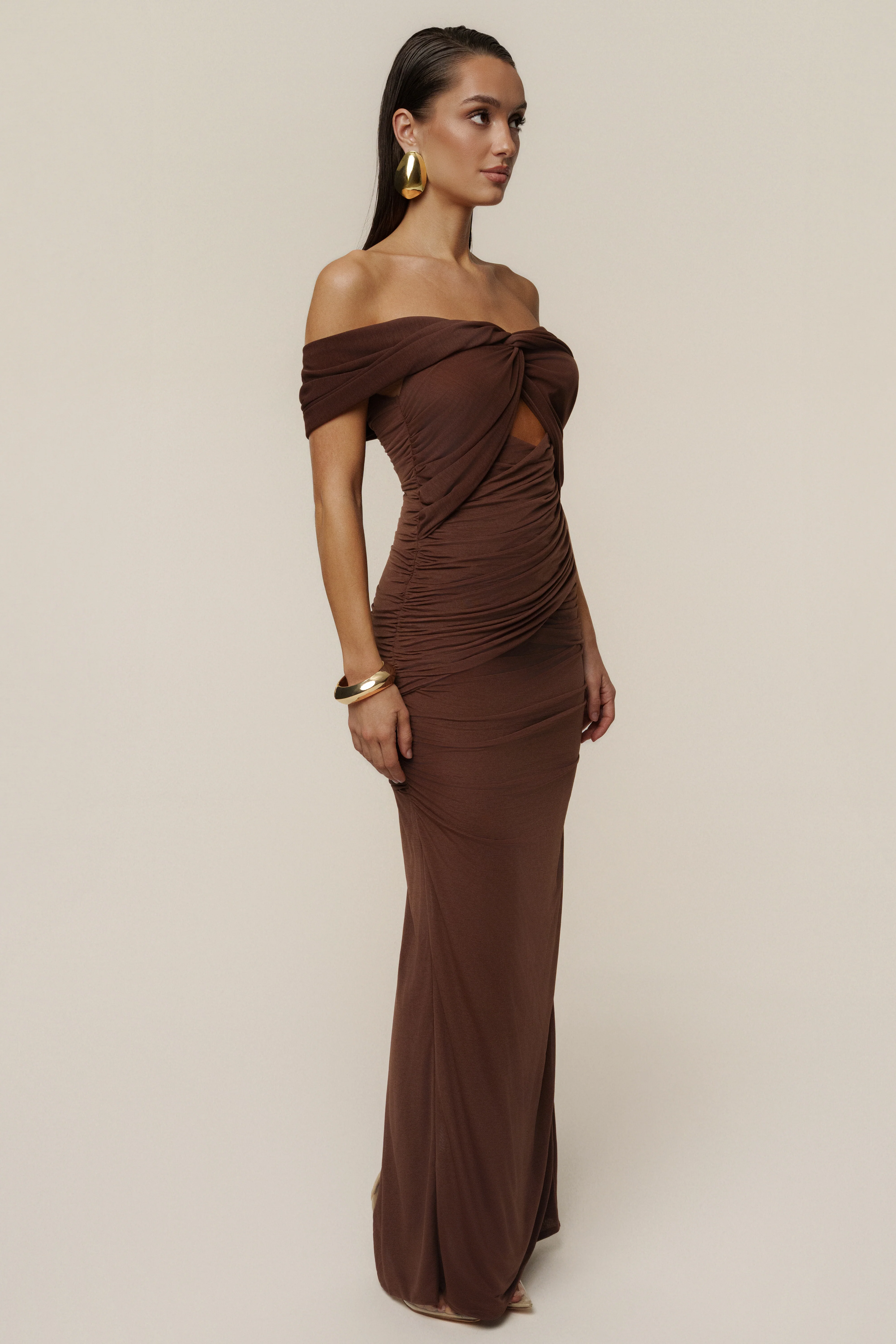 Chocolate Alessandra Off Shoulder Maxi Dress - Image 11