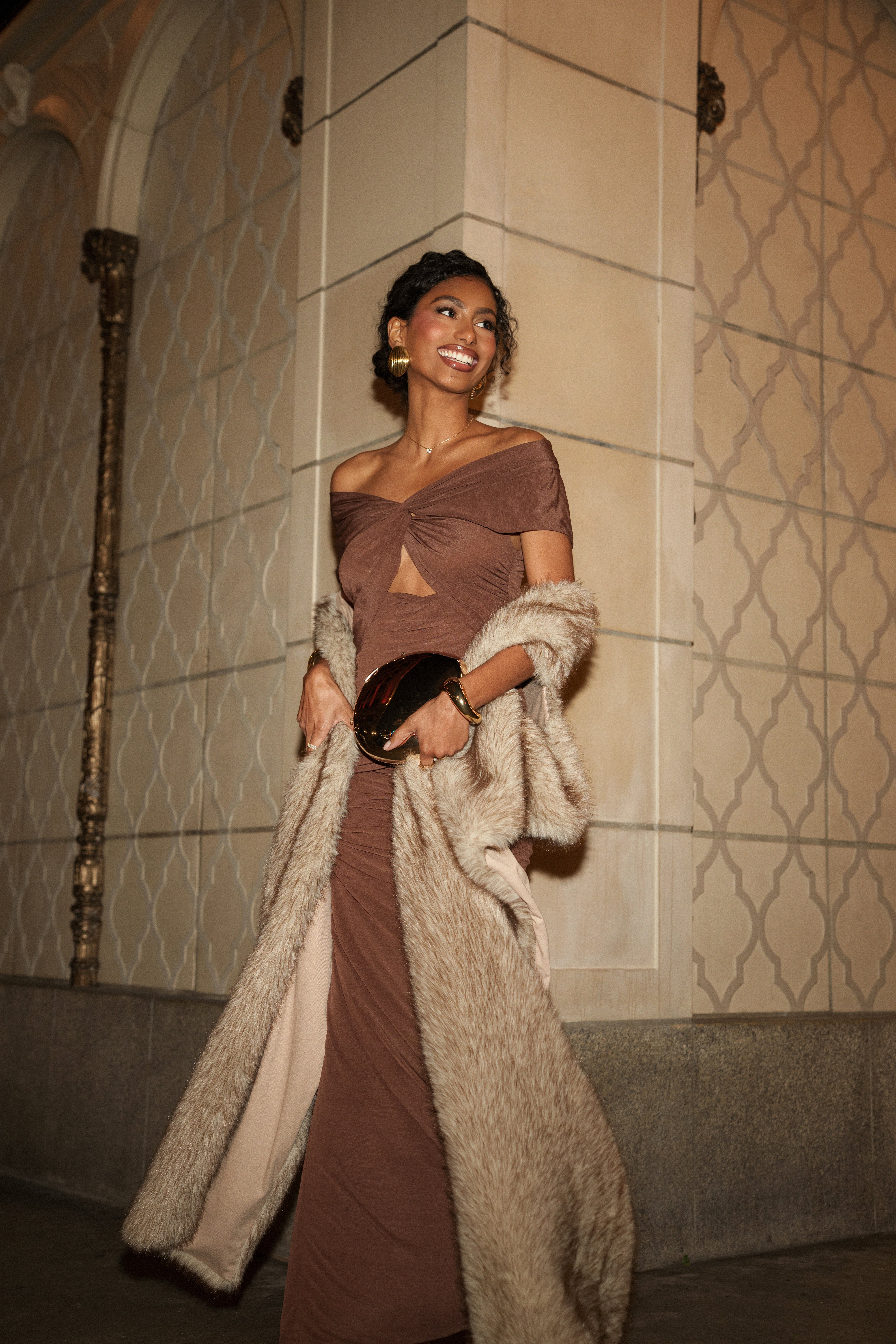 Chocolate Alessandra Off Shoulder Maxi Dress - Image 8