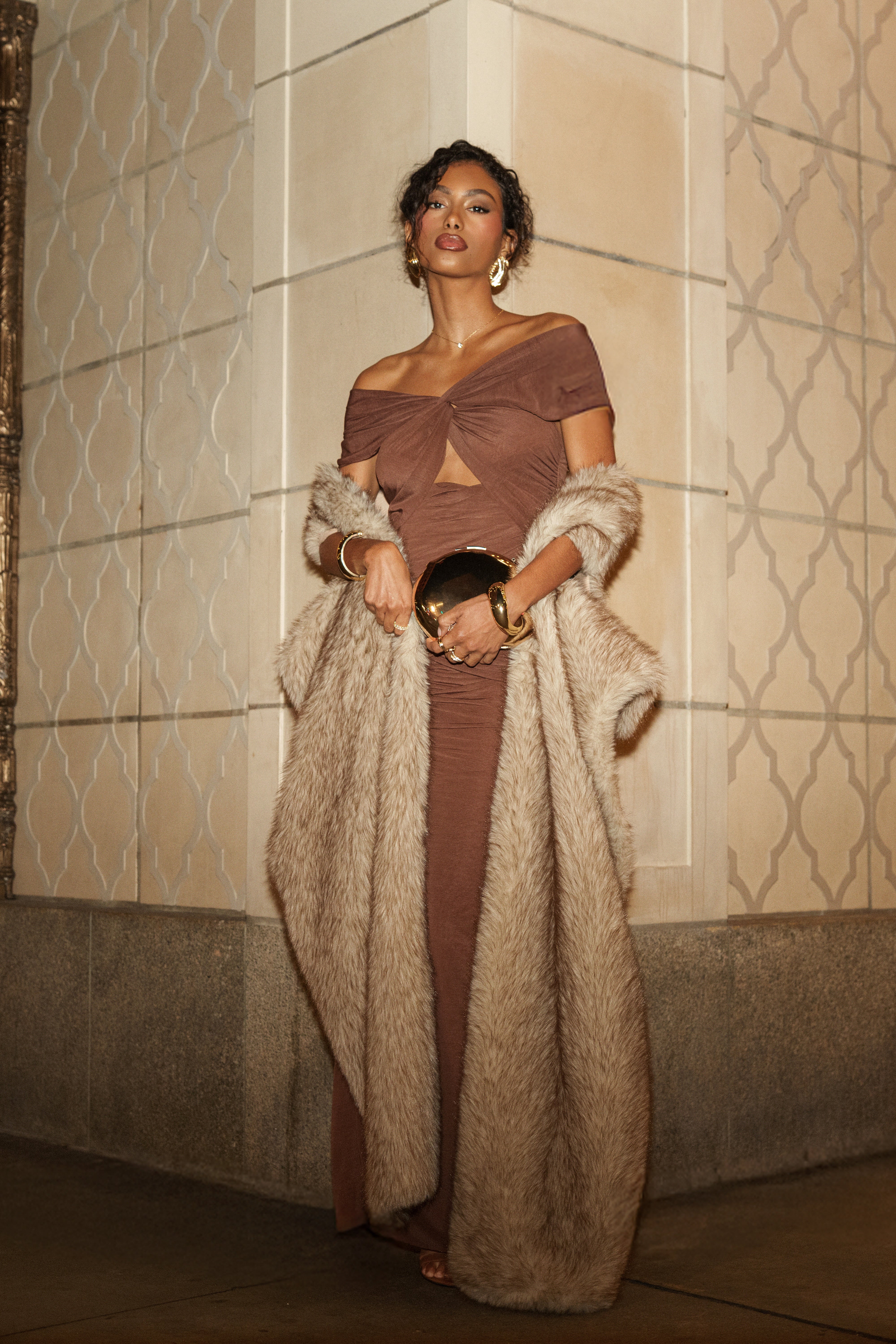 Chocolate Alessandra Off Shoulder Maxi Dress - Image 9