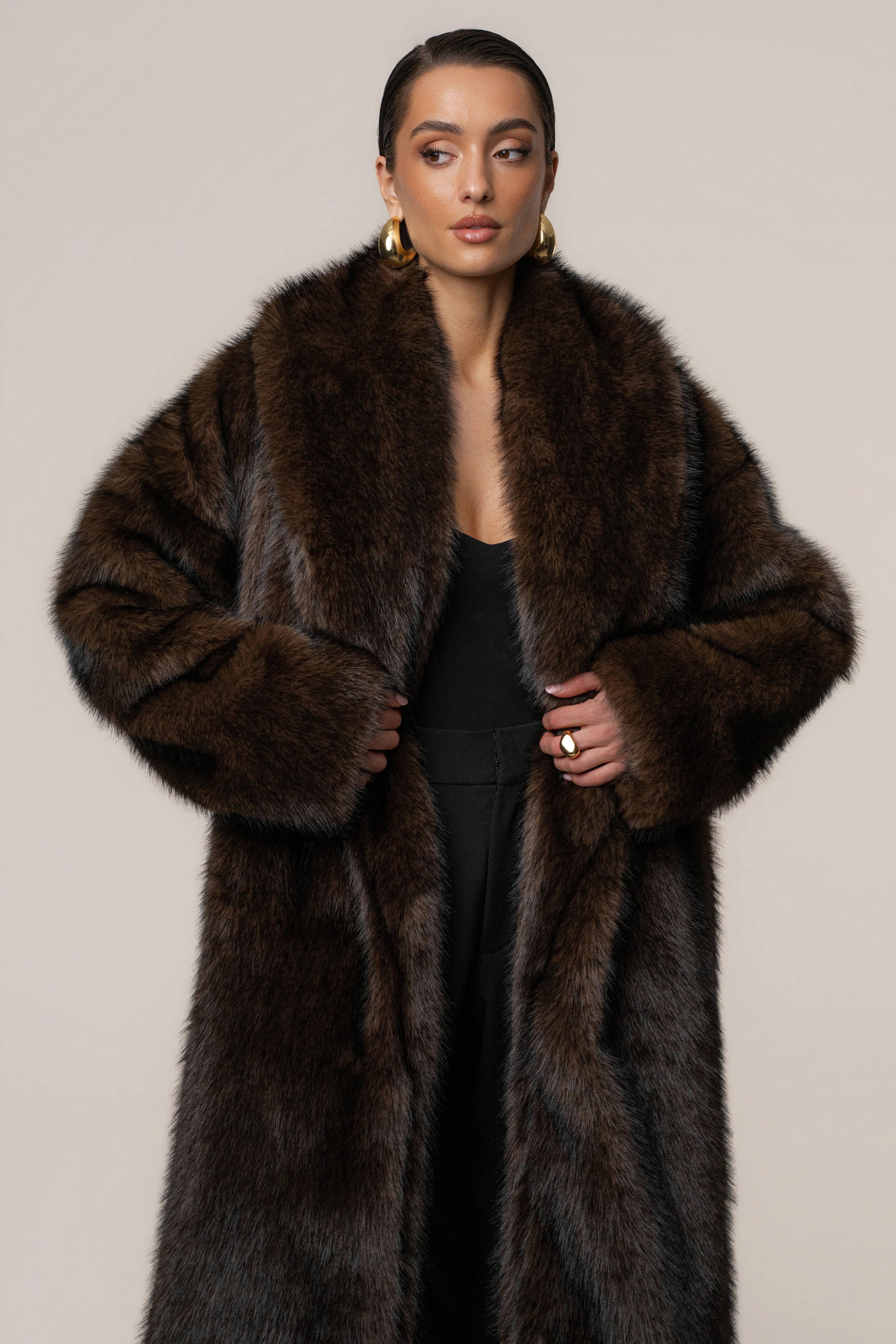 Chocolate Aspen Days Faux Fur Coat - Image 2