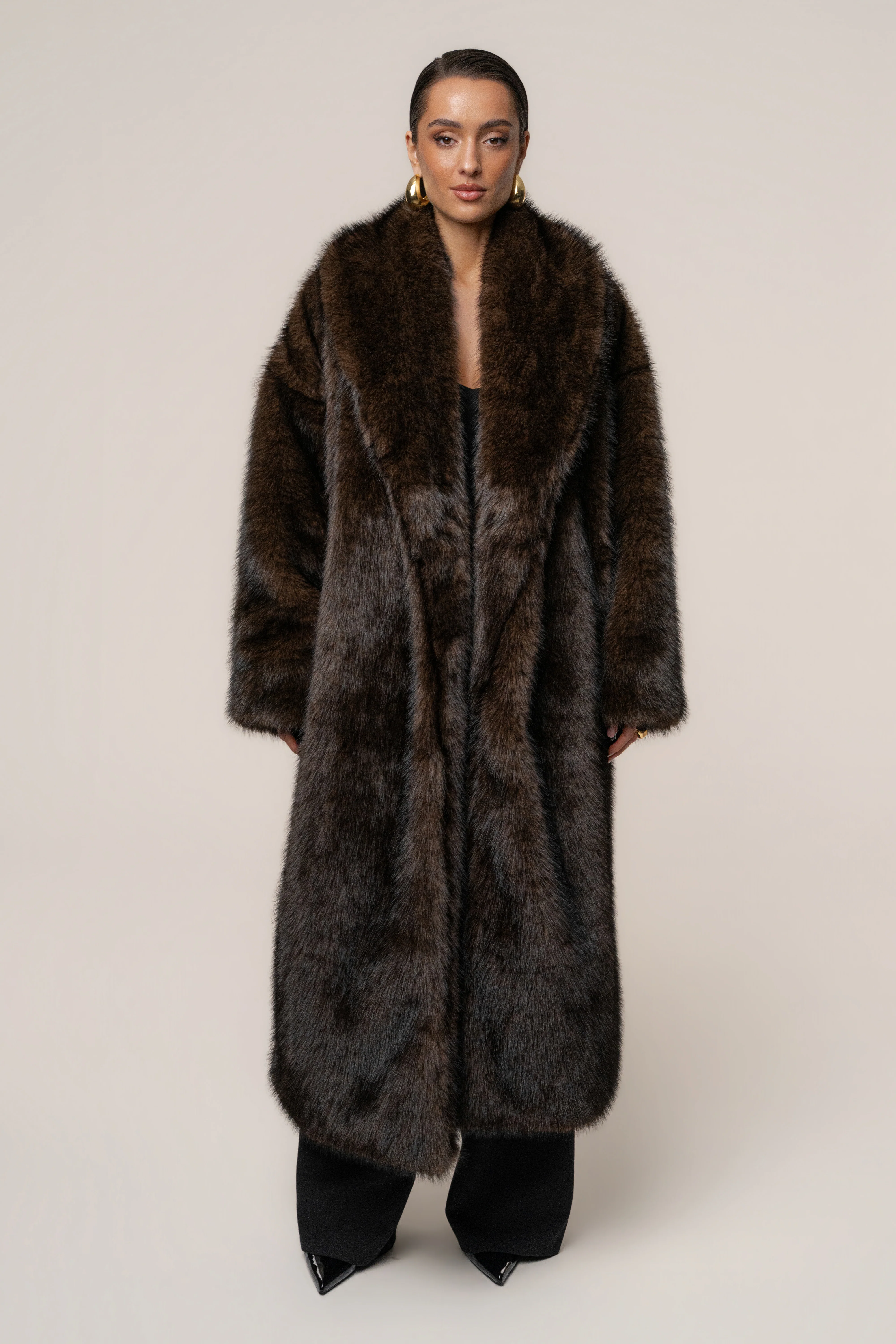 Chocolate Aspen Days Faux Fur Coat - Image 3