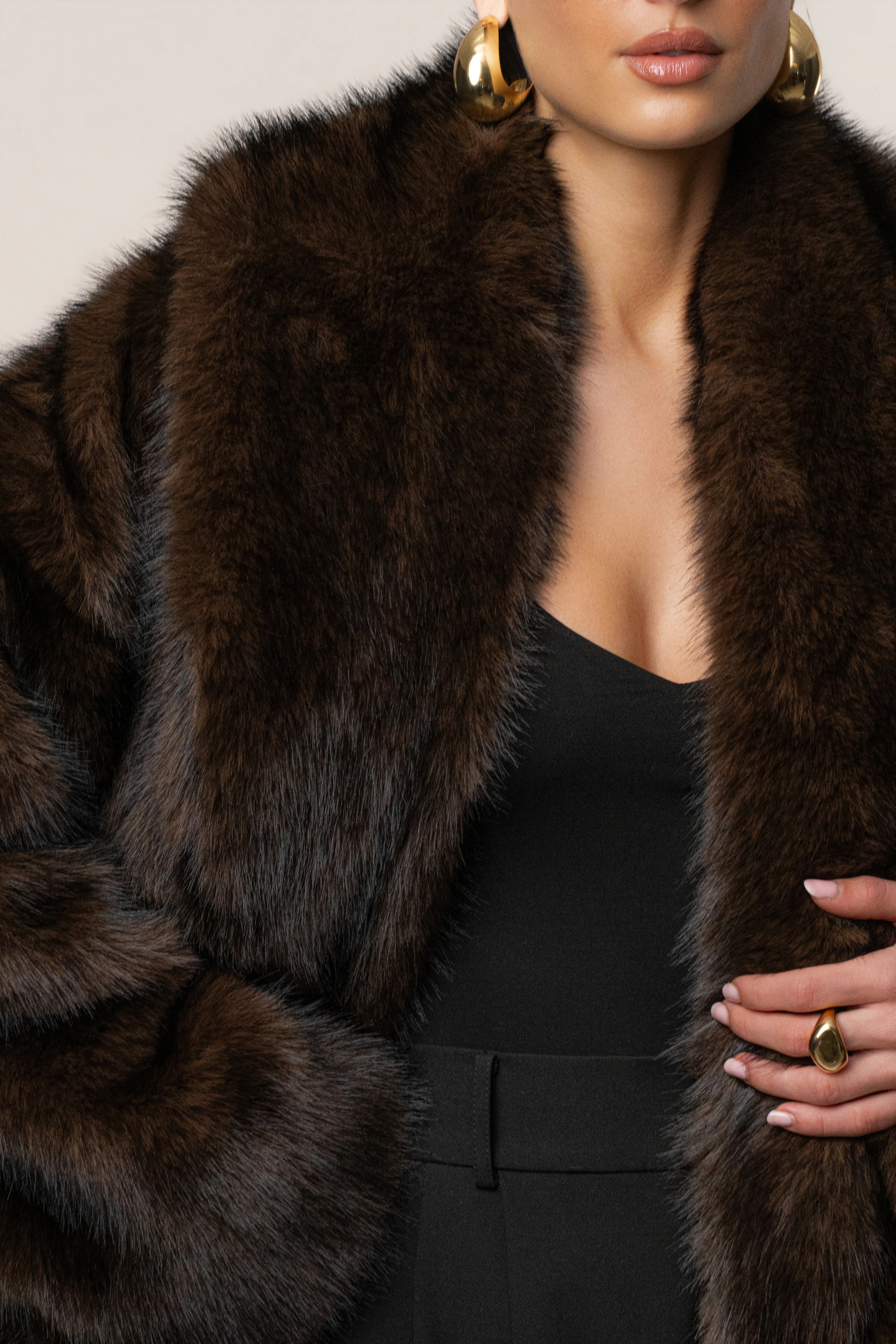 Chocolate Aspen Days Faux Fur Coat - Image 4