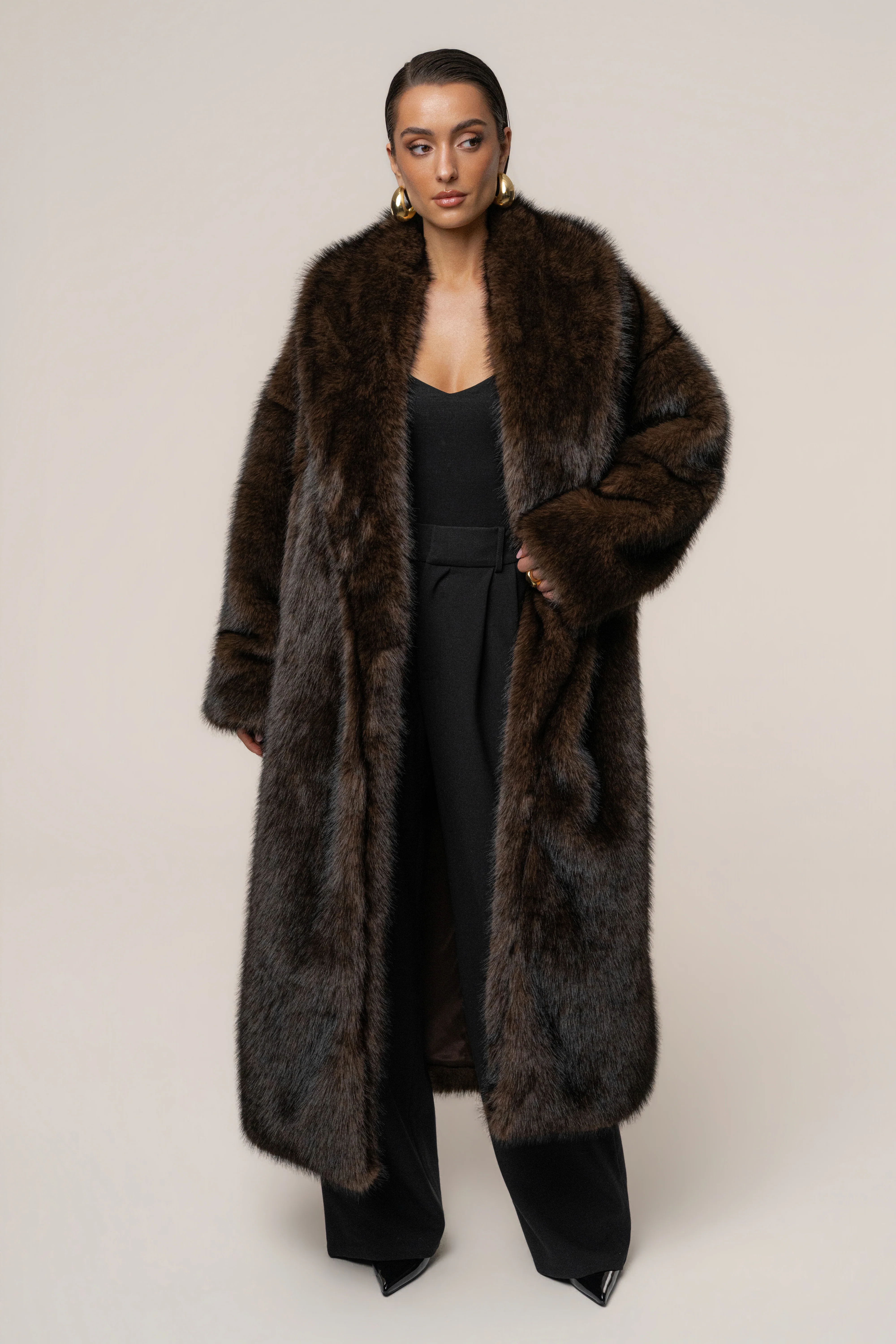 Chocolate Aspen Days Faux Fur Coat - Image 6