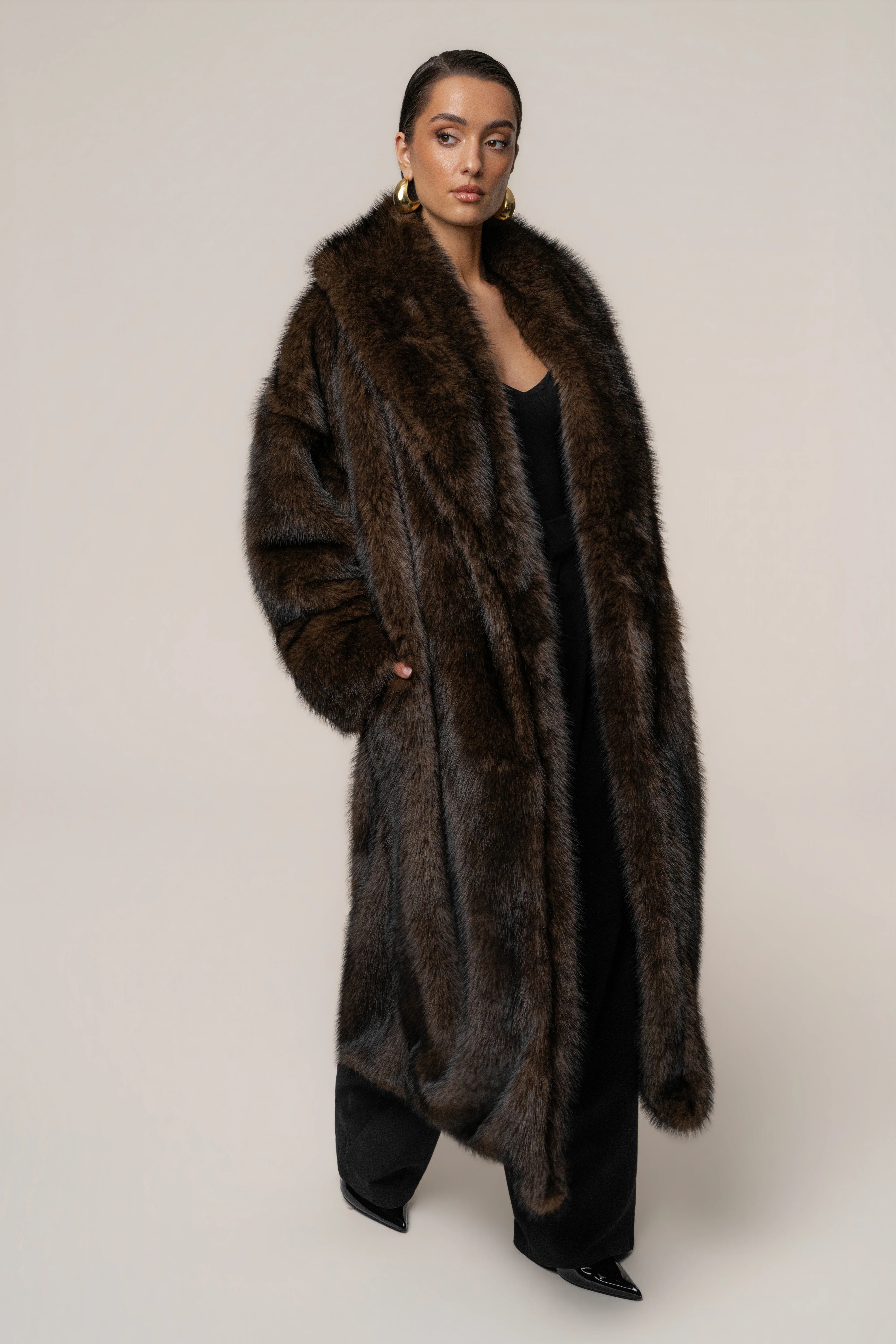 Chocolate Aspen Days Faux Fur Coat - Image 7