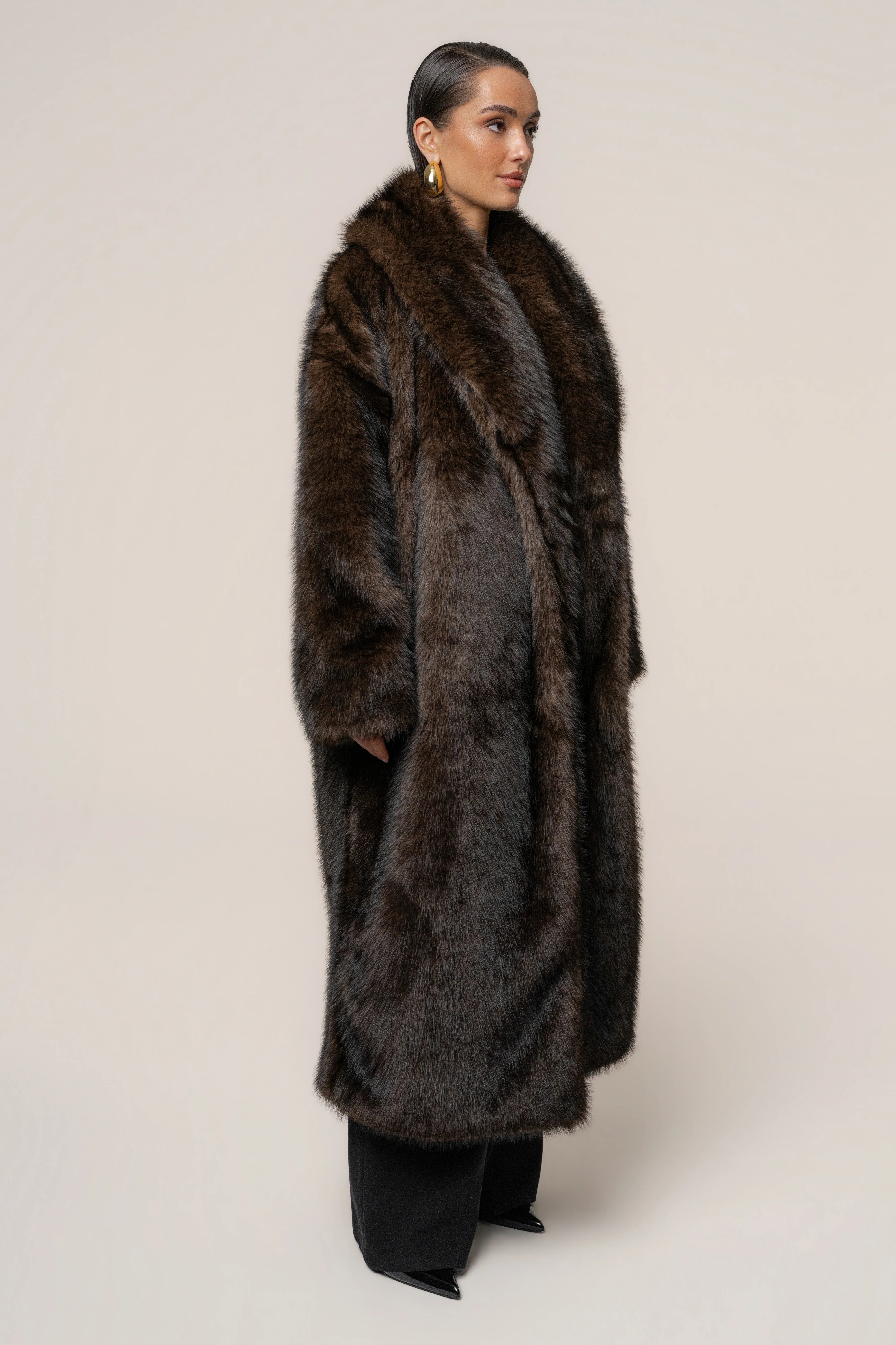 Chocolate Aspen Days Faux Fur Coat - Image 8