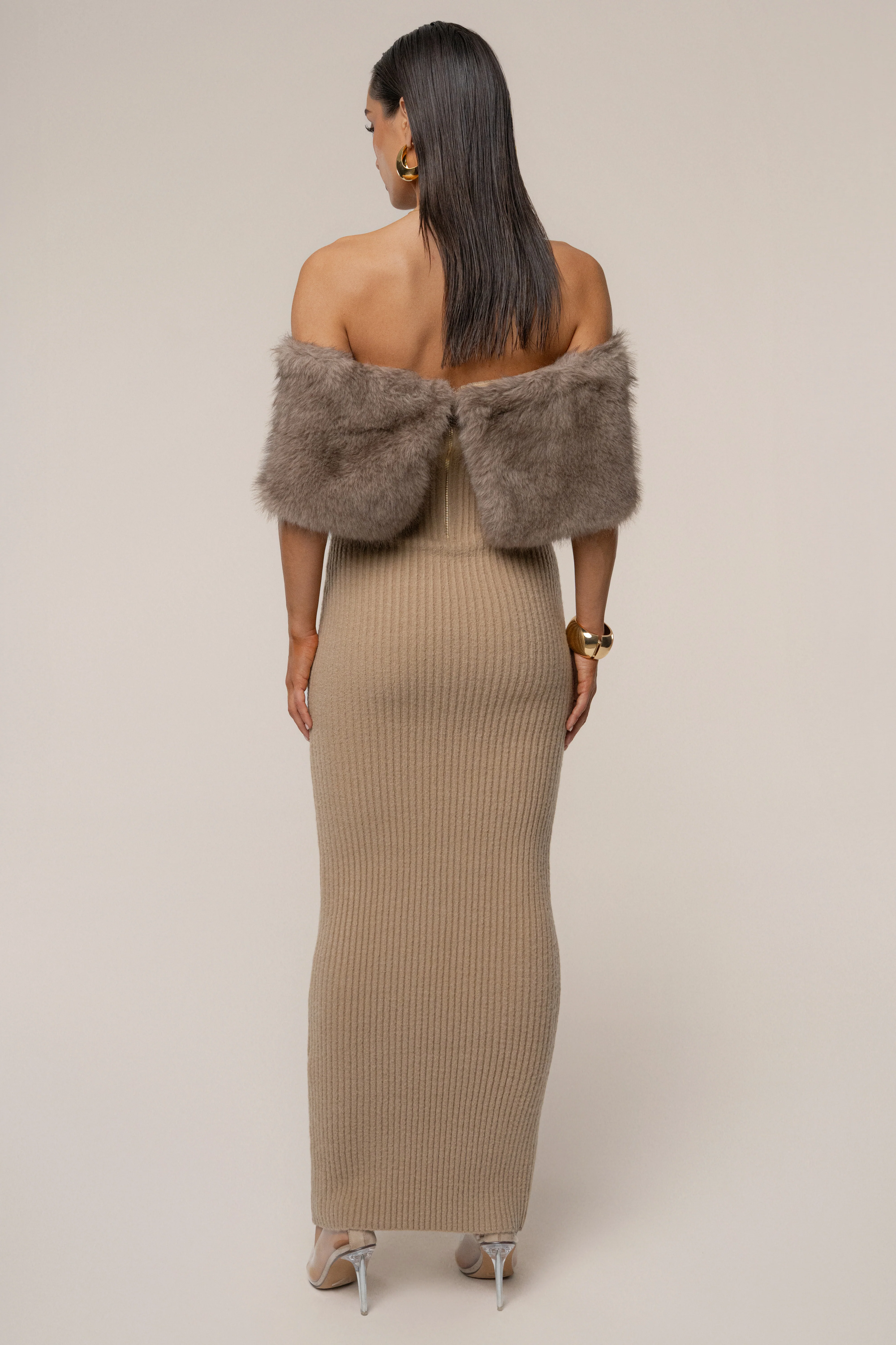 Chocolate Aspen Hour Faux Fur Dress - Image 11