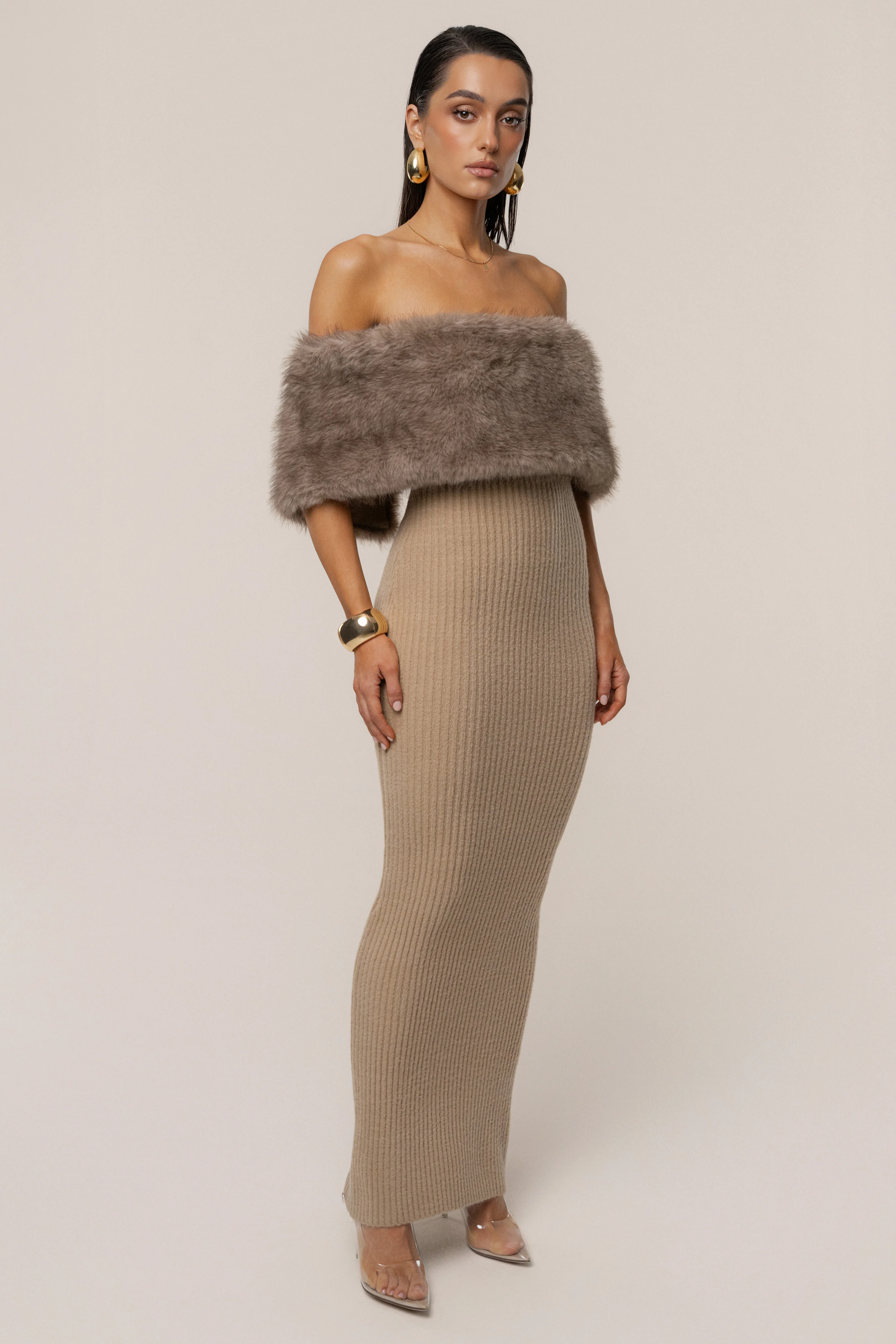 Chocolate Aspen Hour Faux Fur Dress - Image 9