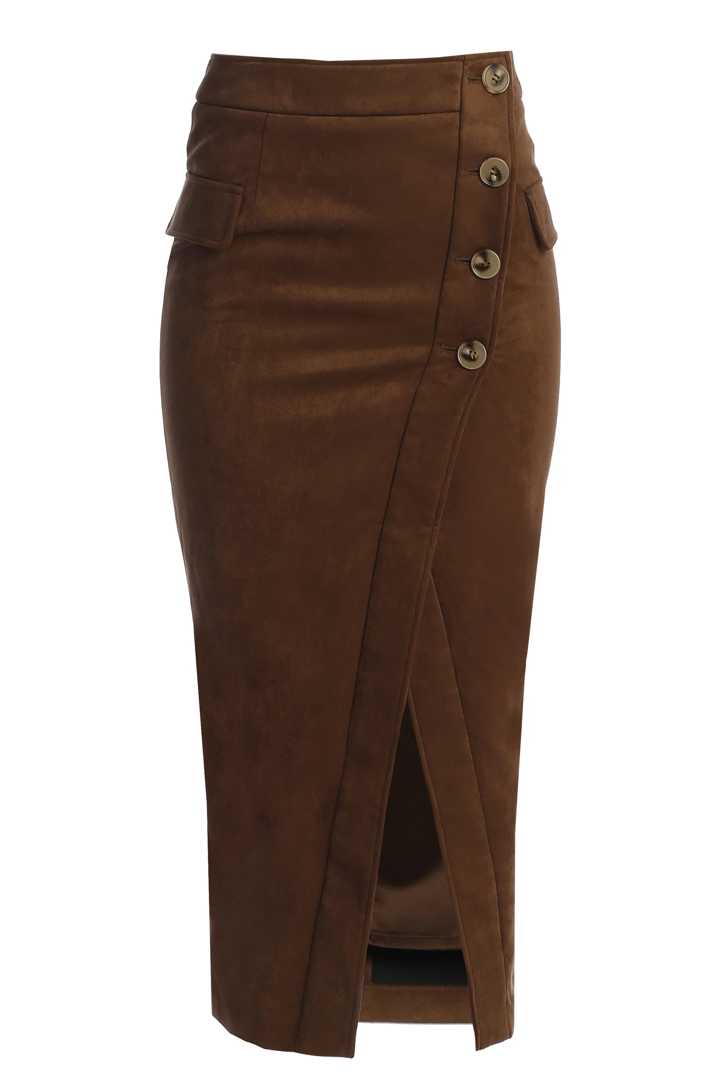 Chocolate Audrey Suede Midi Skirt - Image 3