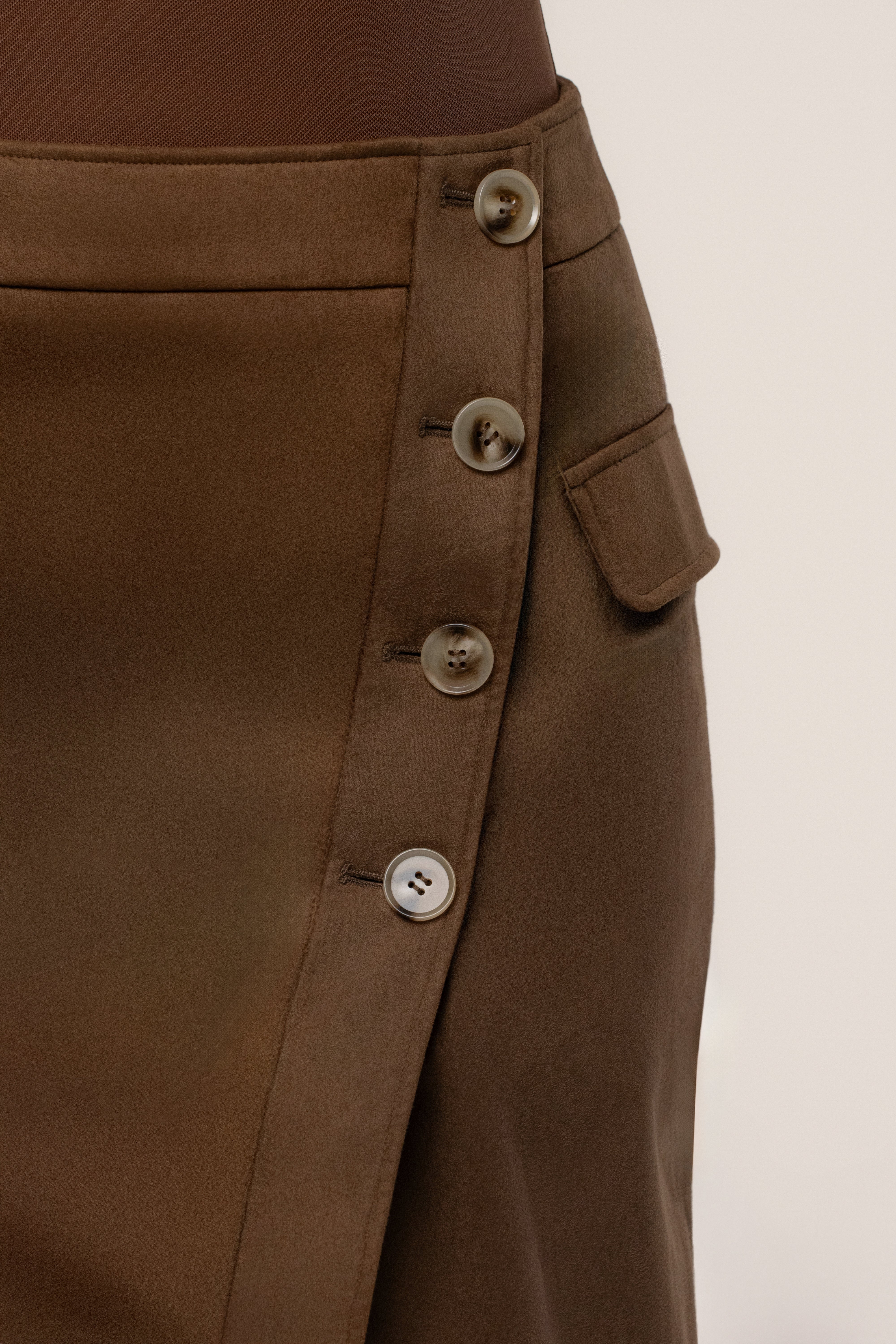 Chocolate Audrey Suede Midi Skirt - Image 6