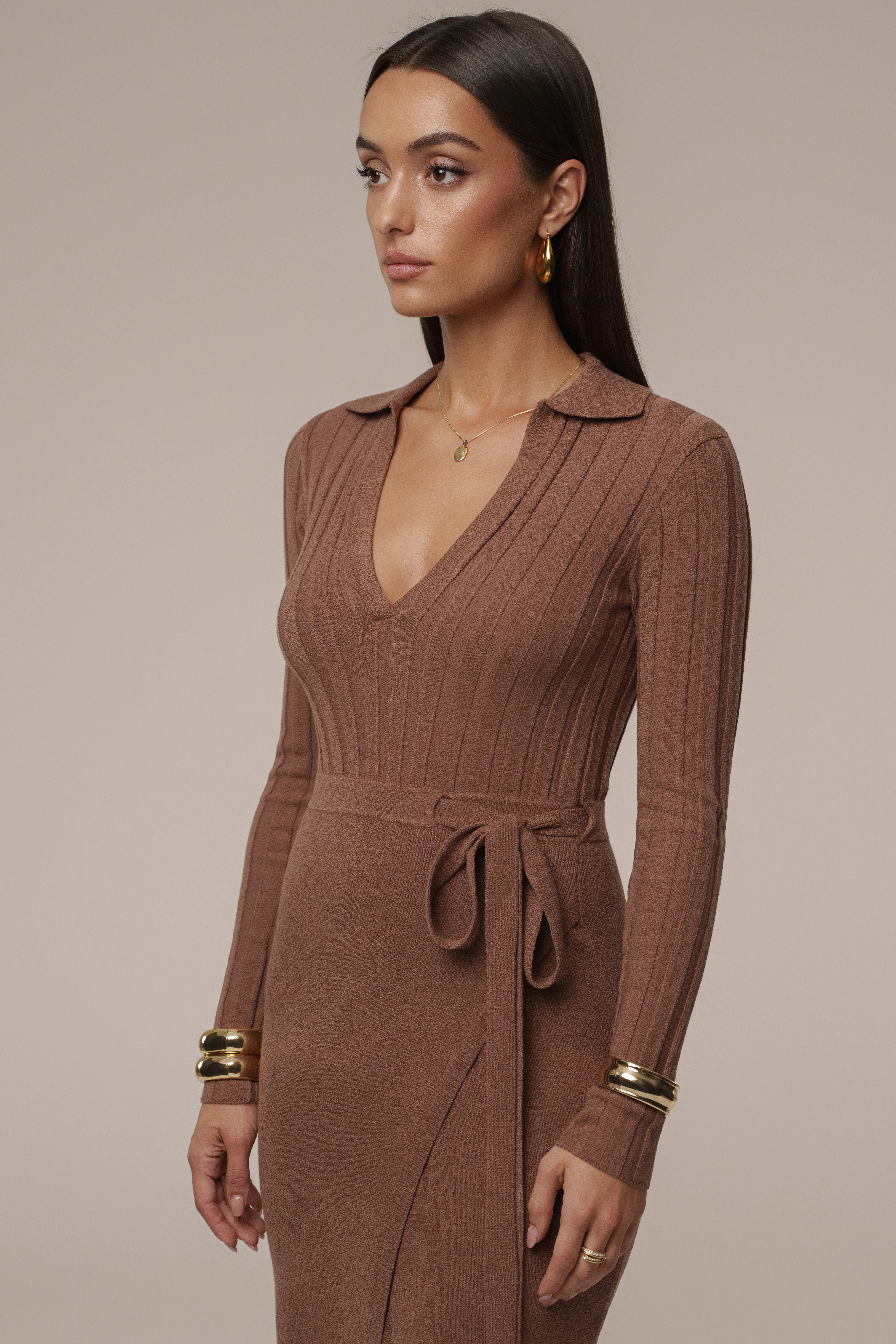 Chocolate Emma Knit Maxi Dress - Image 3