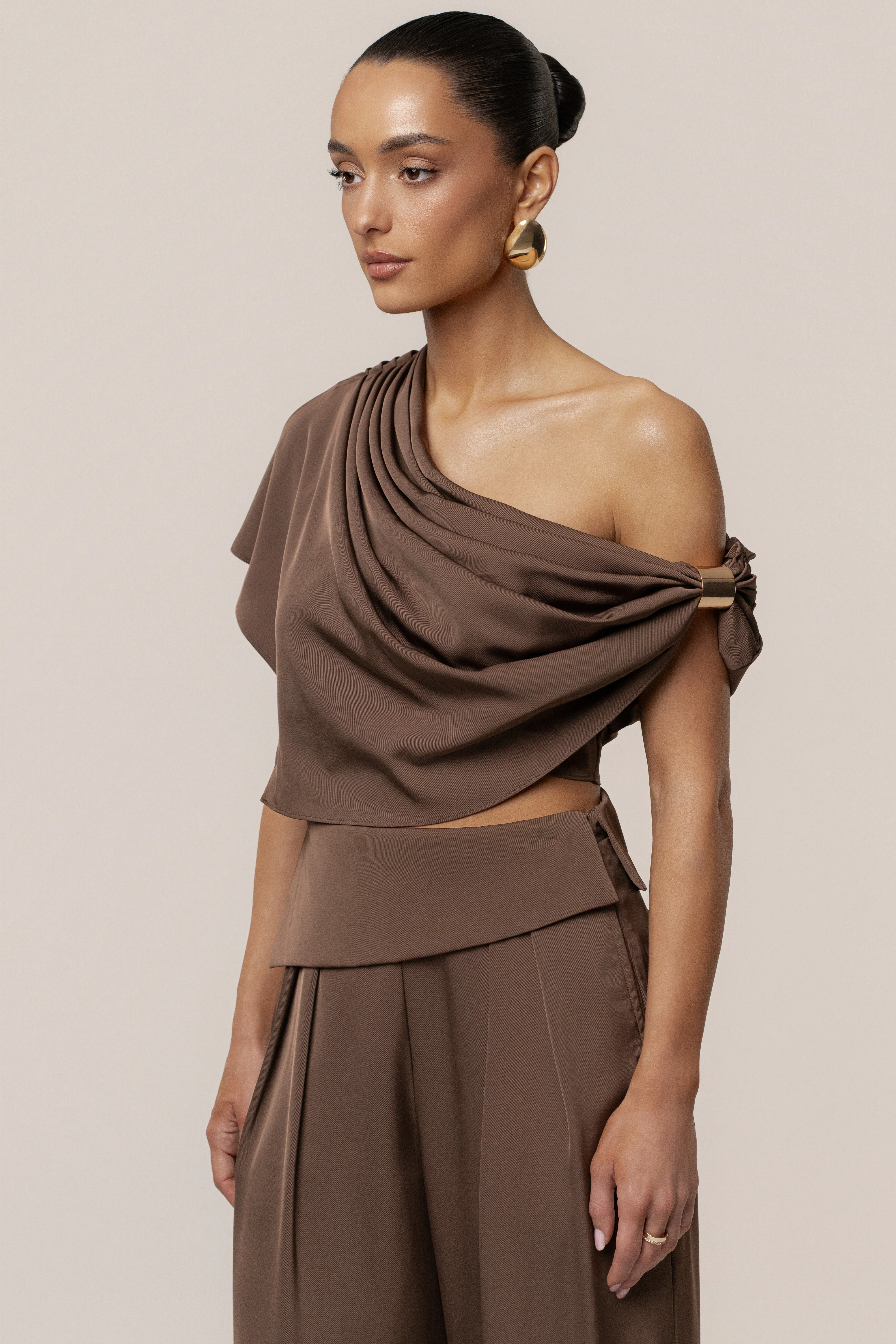 Chocolate Gleam and Glow Satin Top - Image 4