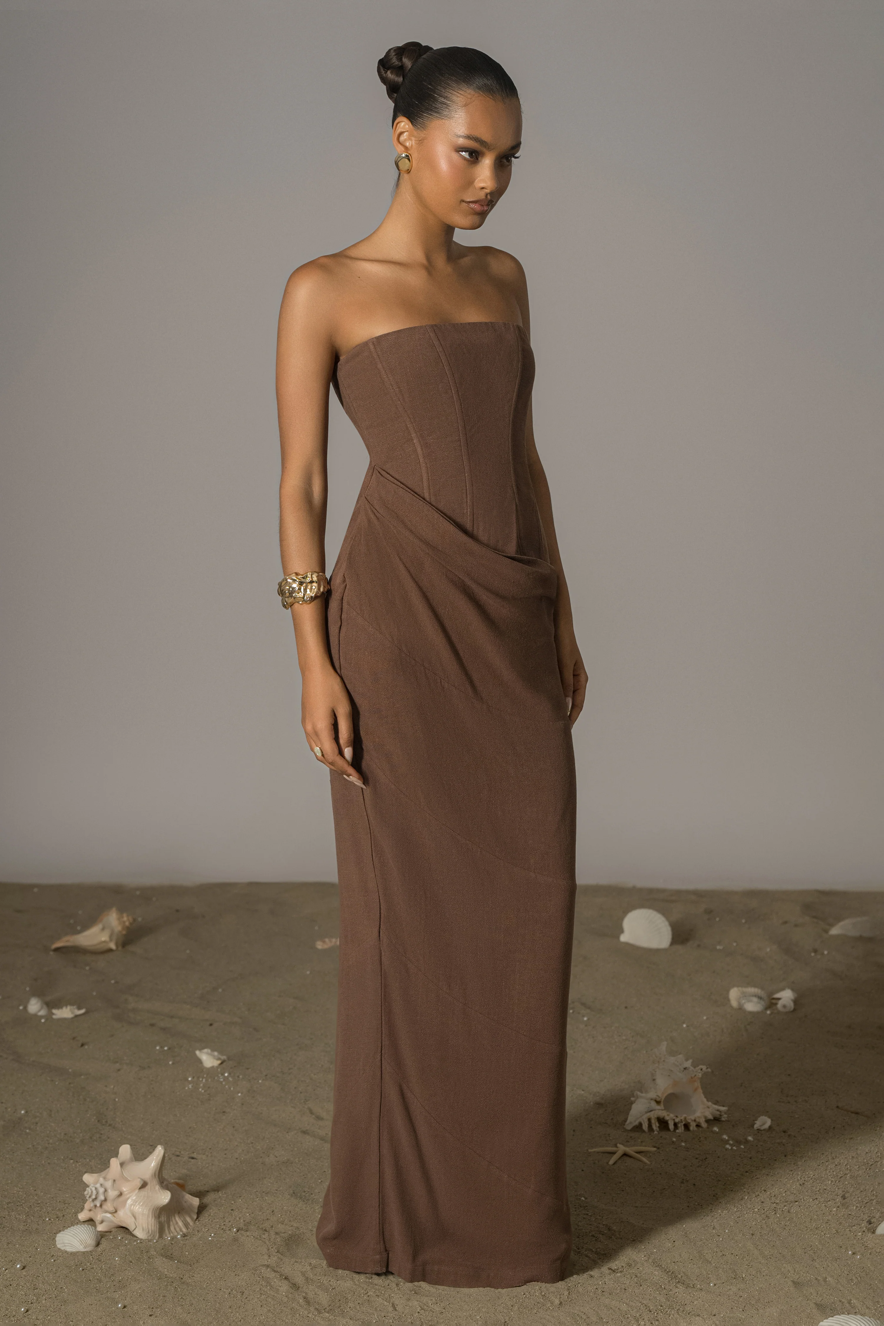 Chocolate Journey Linen Maxi Dress - Image 6