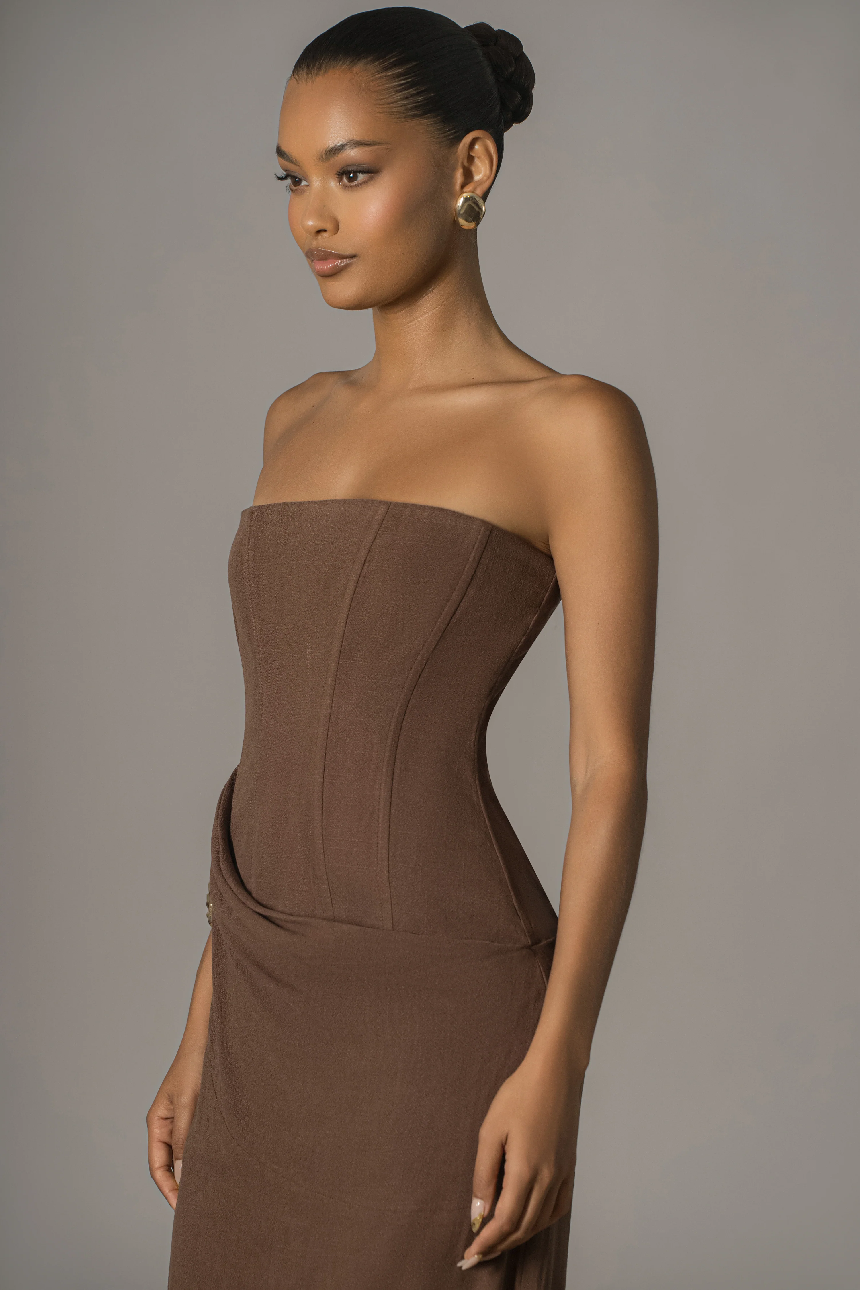Chocolate Journey Linen Maxi Dress - Image 7