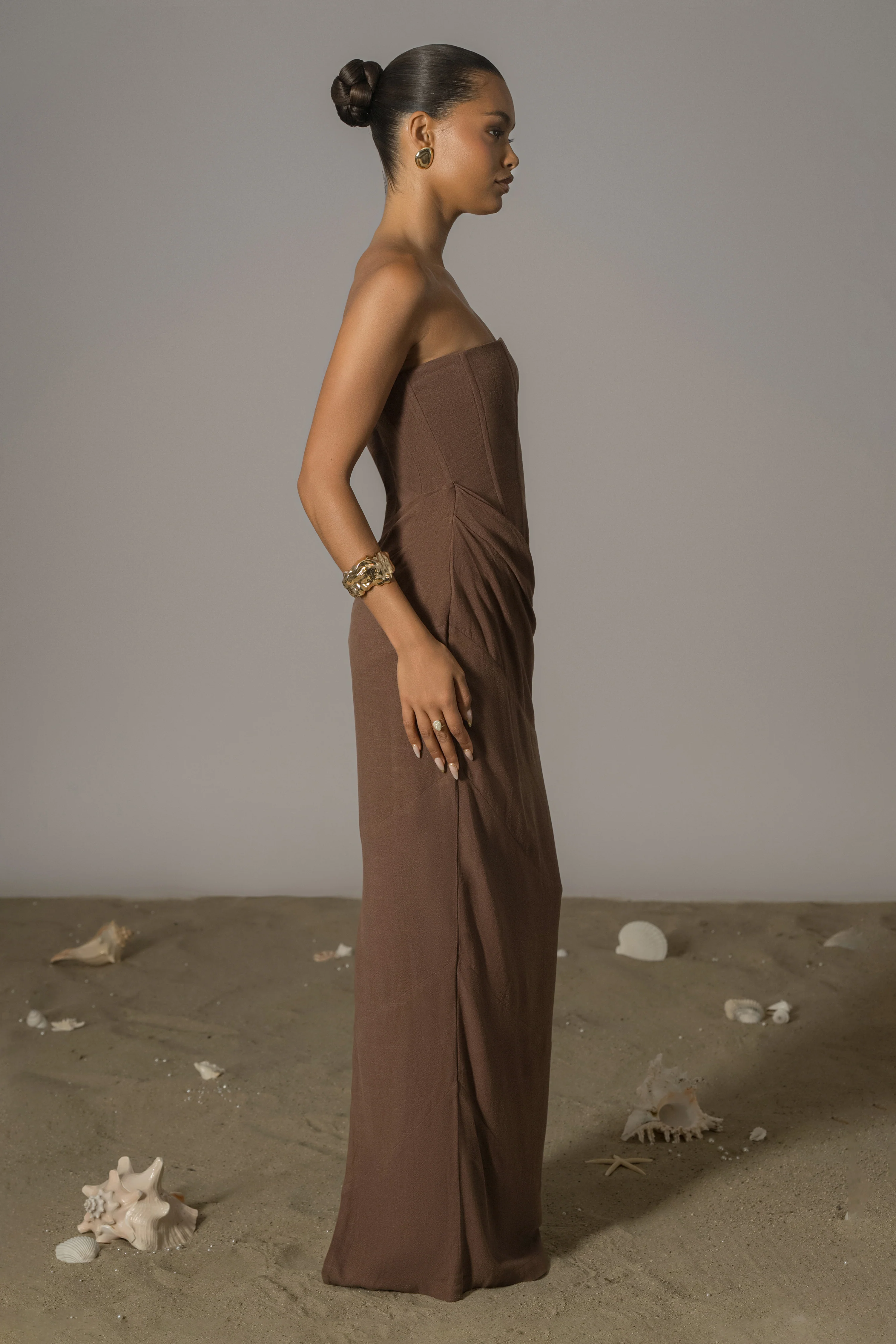 Chocolate Journey Linen Maxi Dress - Image 8