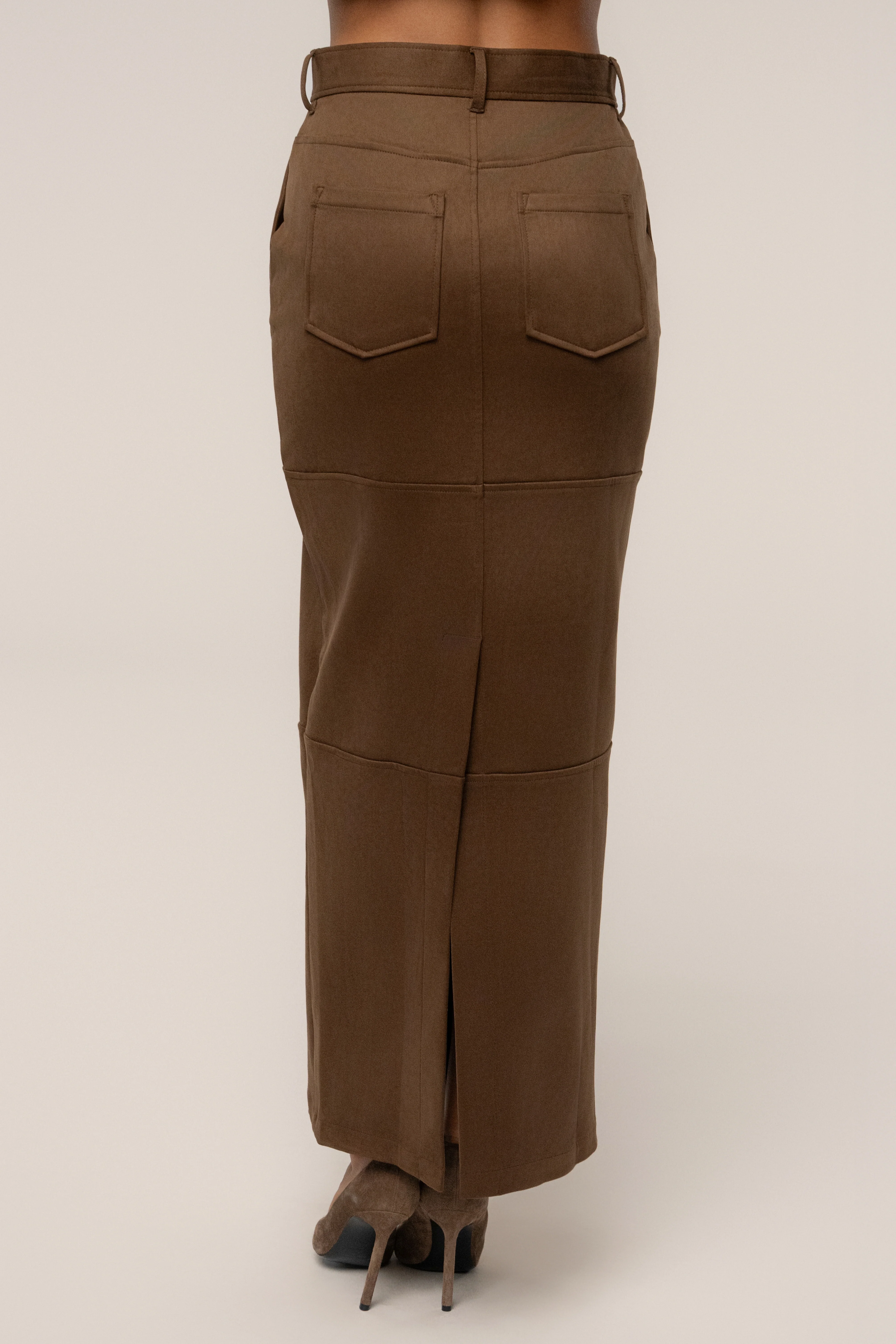 Chocolate Joy Suede Maxi Skirt - Image 8