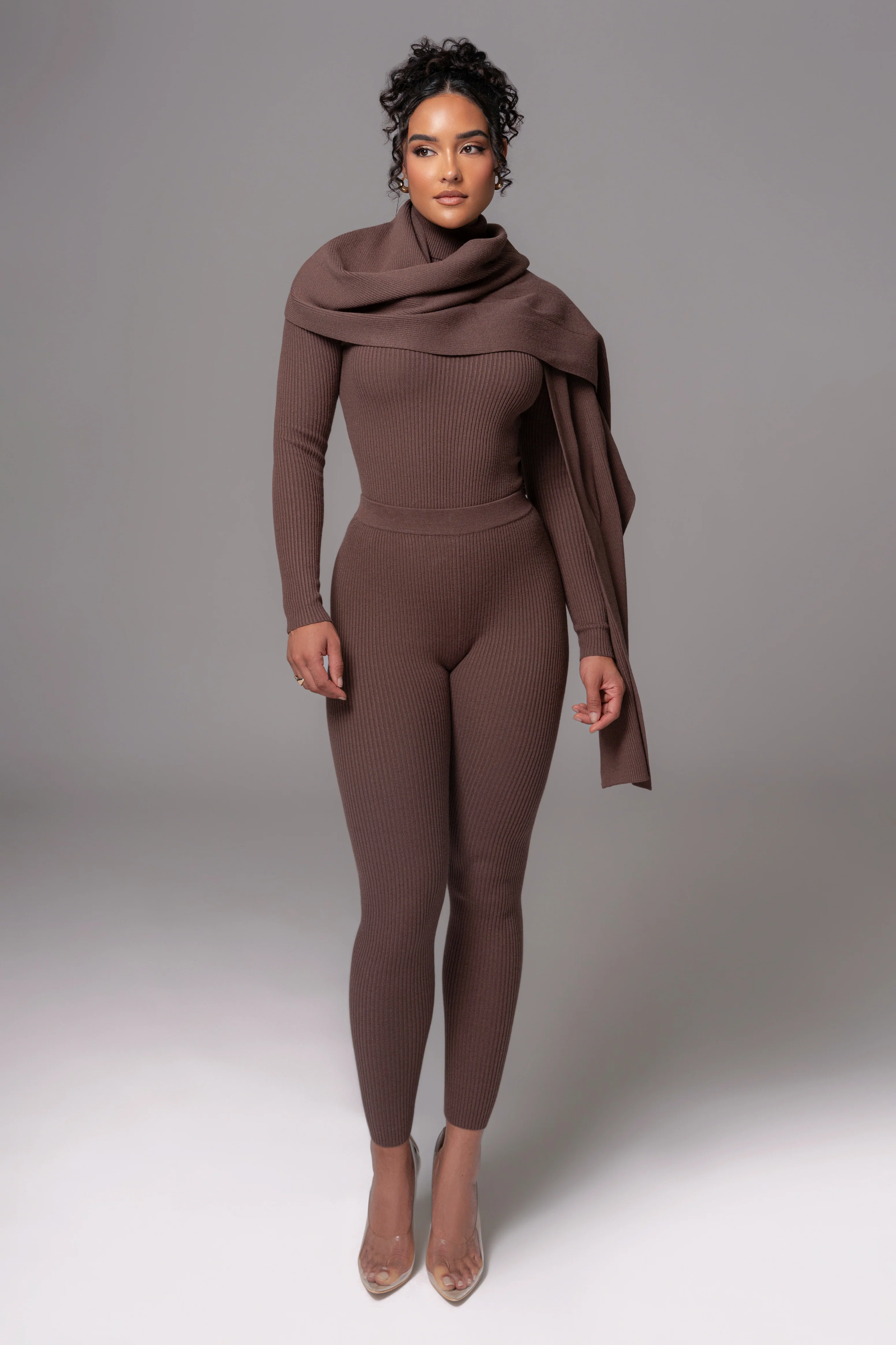 Chocolate Naaya Ribbed Leggings - Image 3