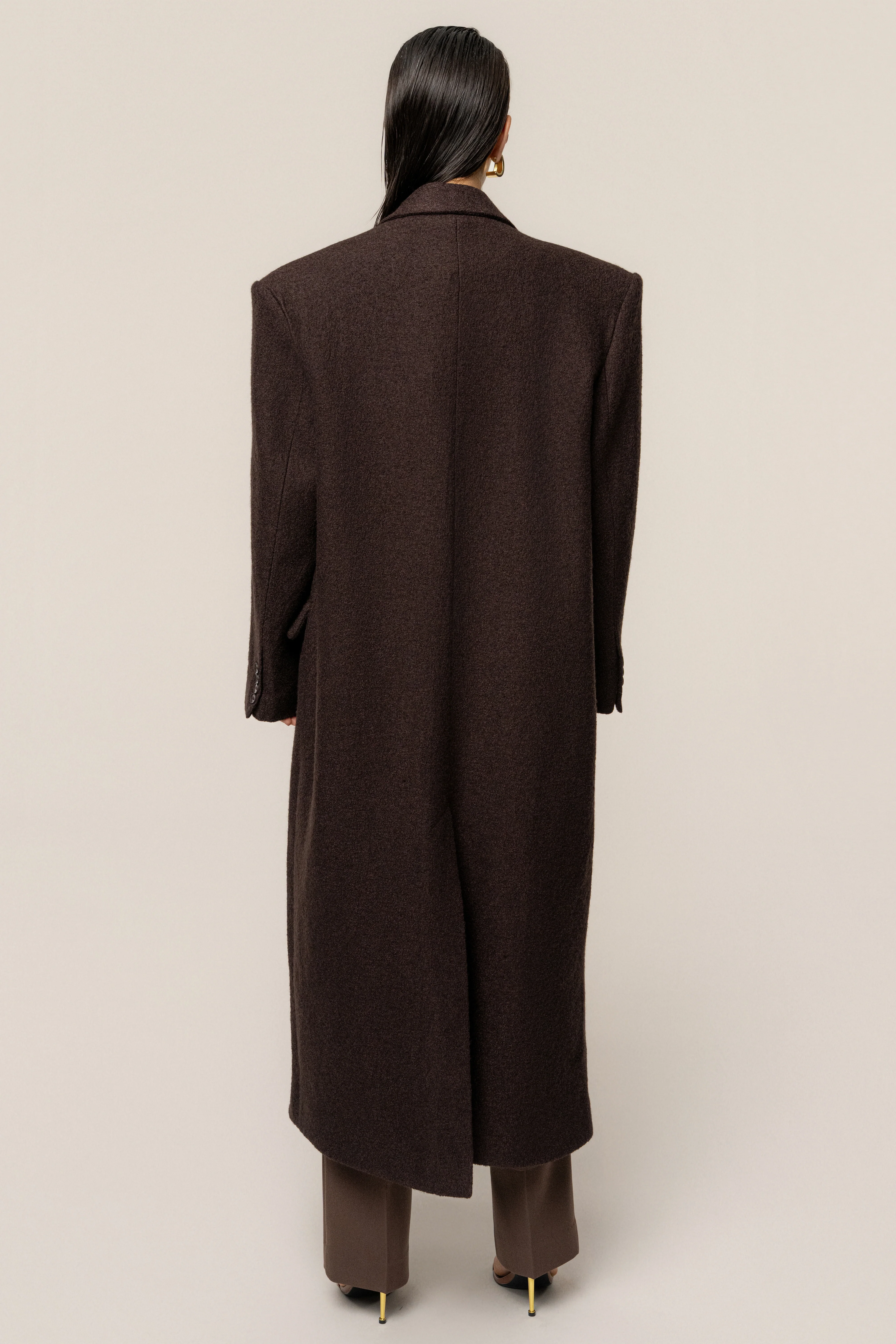 Chocolate Oversize Double Breasted Coat - Image 12
