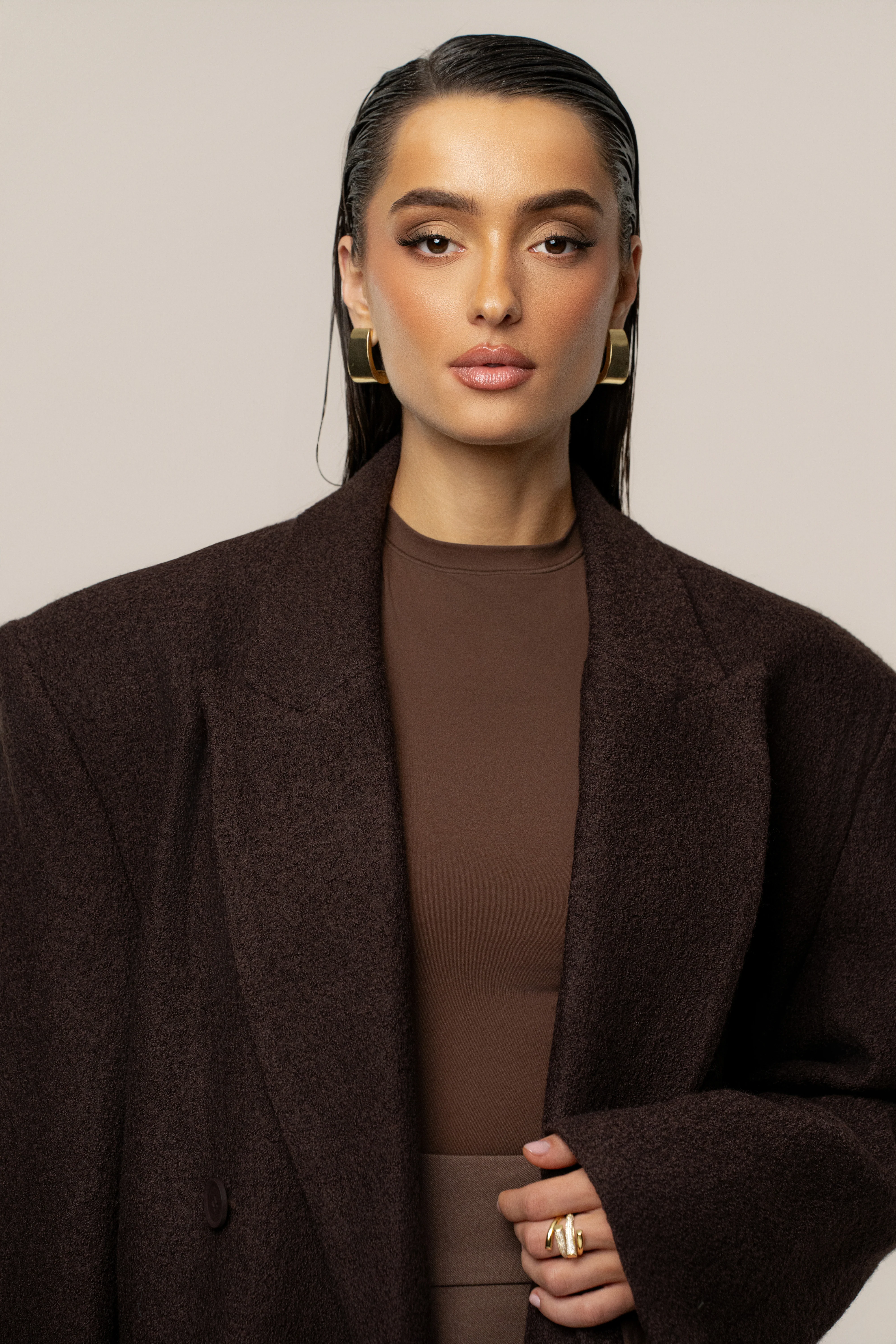 Chocolate Oversize Double Breasted Coat - Image 6