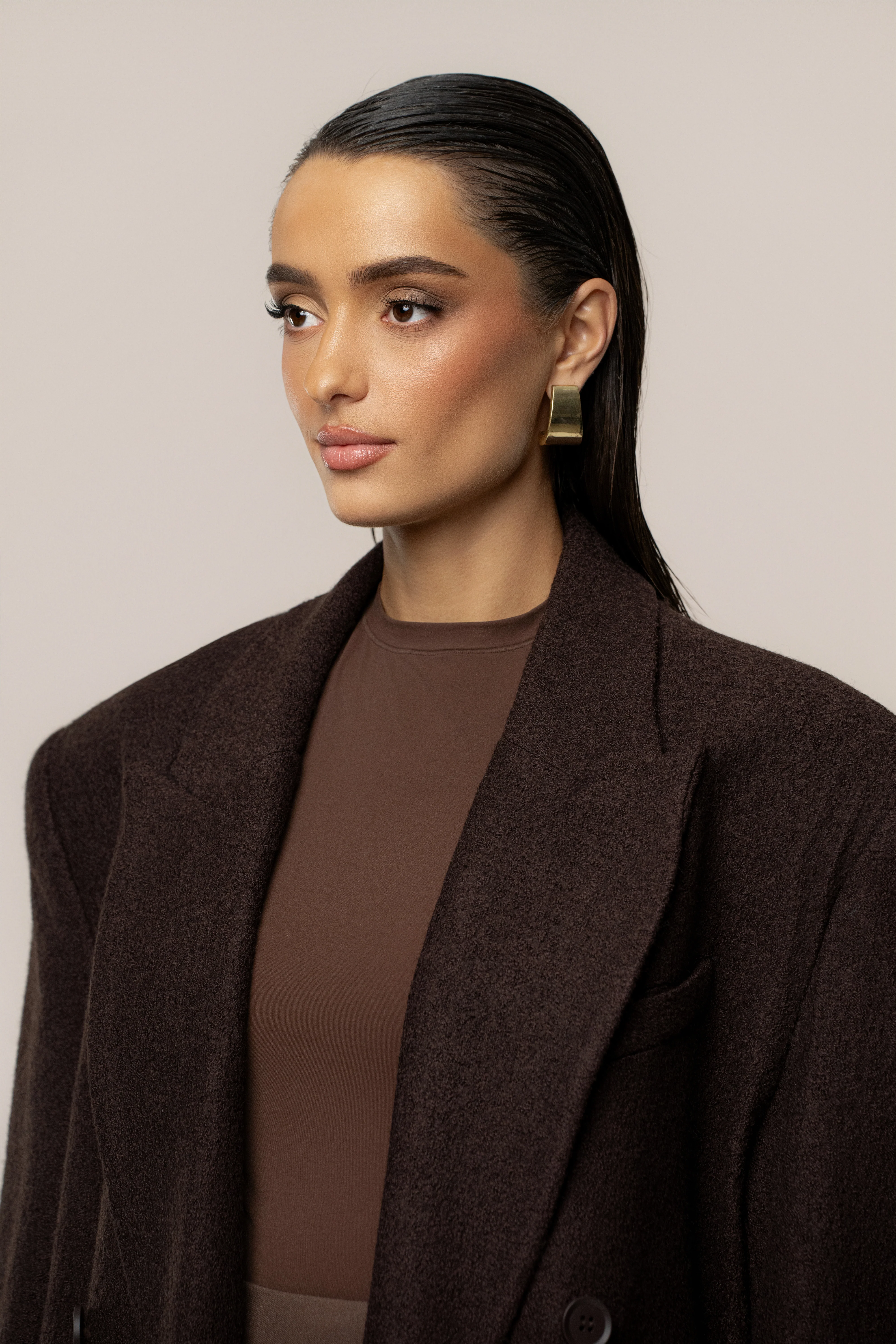 Chocolate Oversize Double Breasted Coat - Image 8