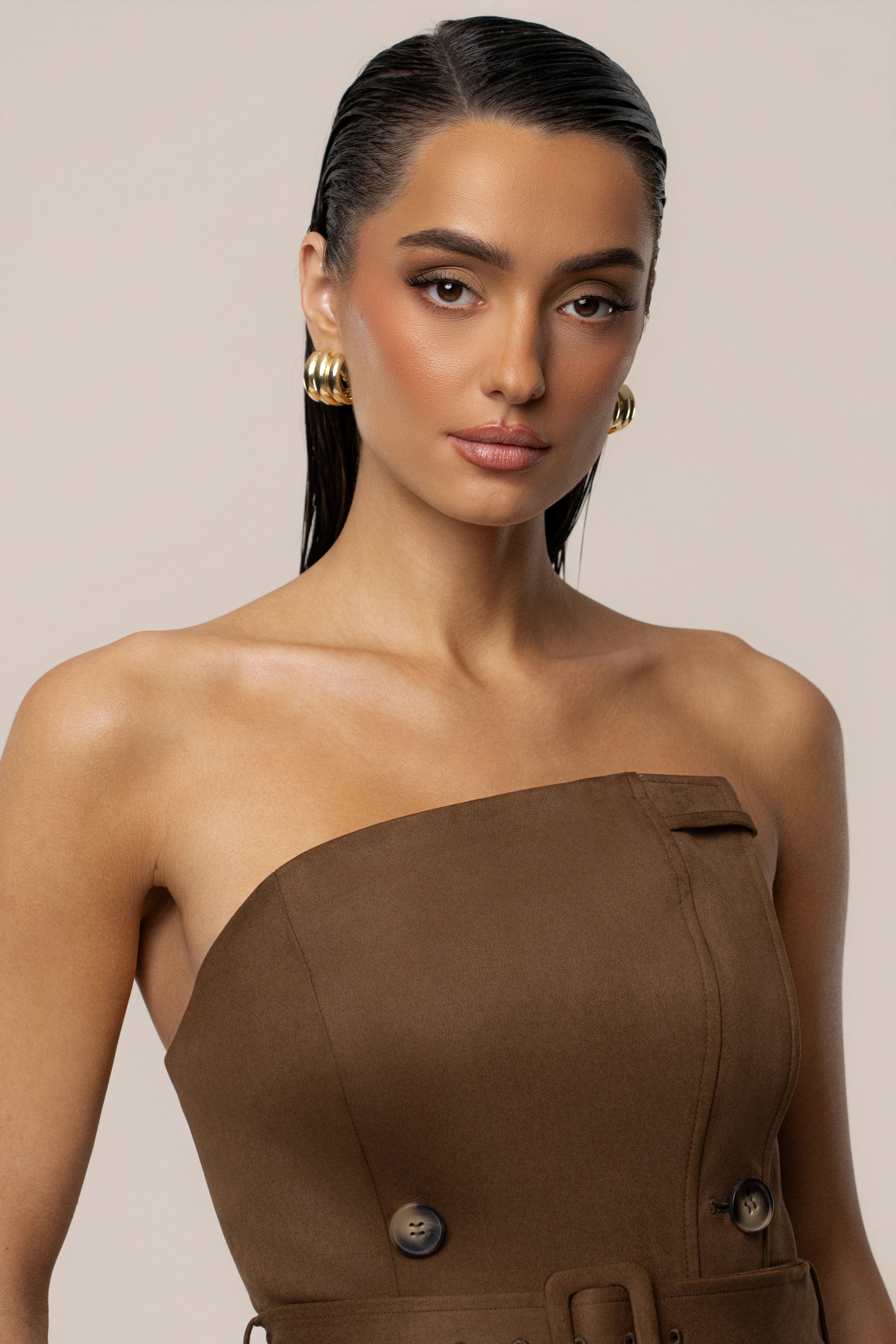 Chocolate Xena Suede Maxi Dress - Image 3