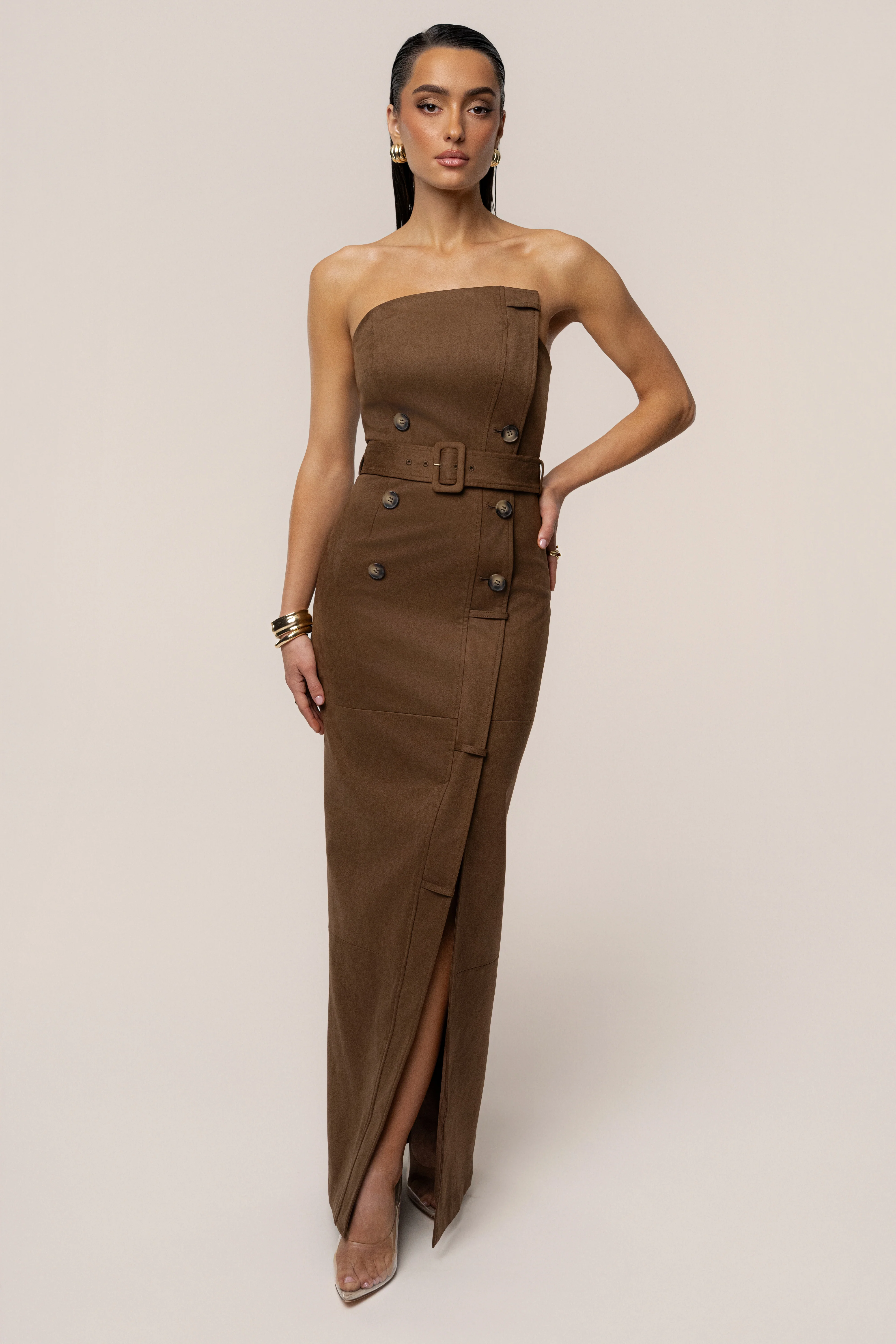 Chocolate Xena Suede Maxi Dress - Image 6