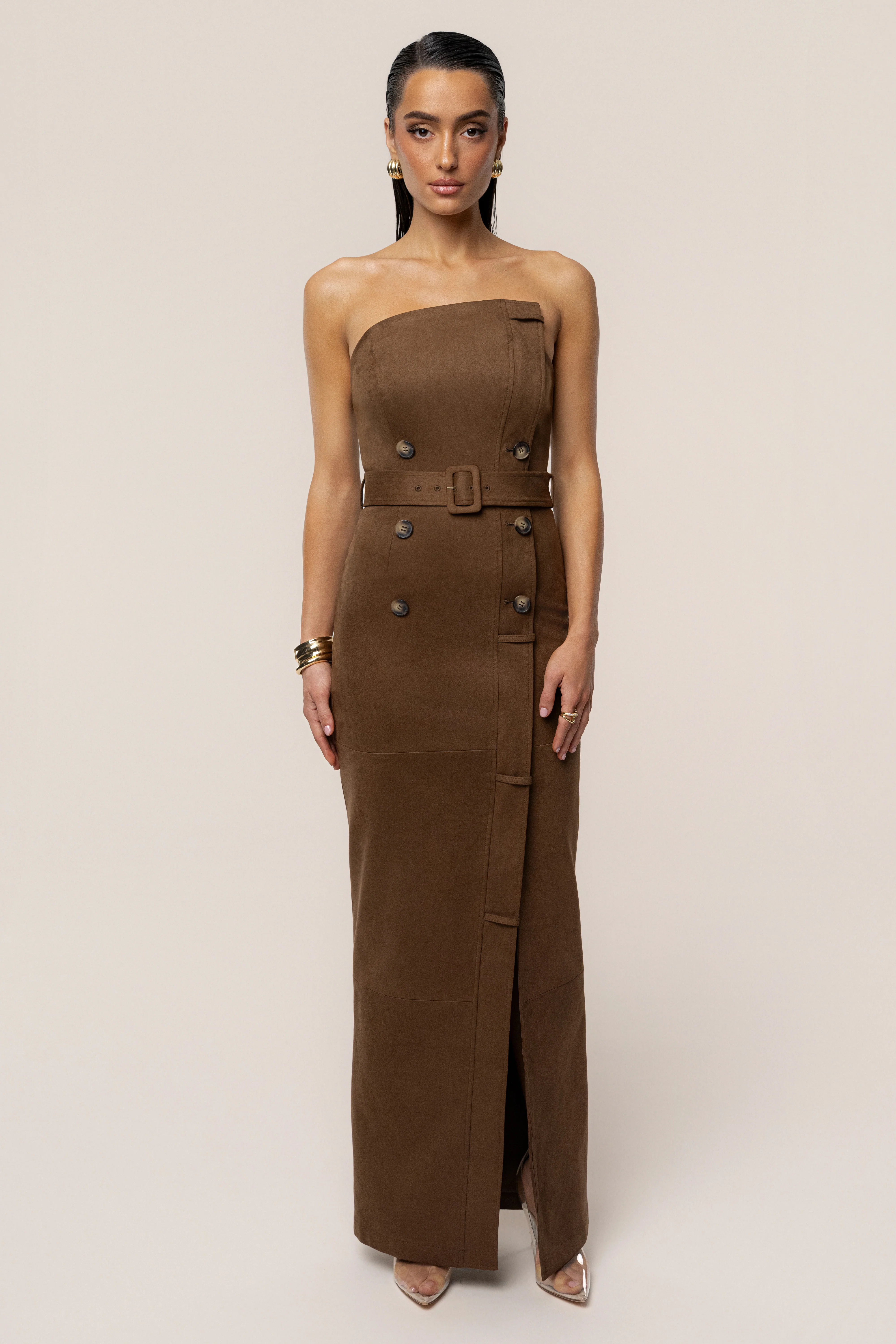 Chocolate Xena Suede Maxi Dress - Image 7