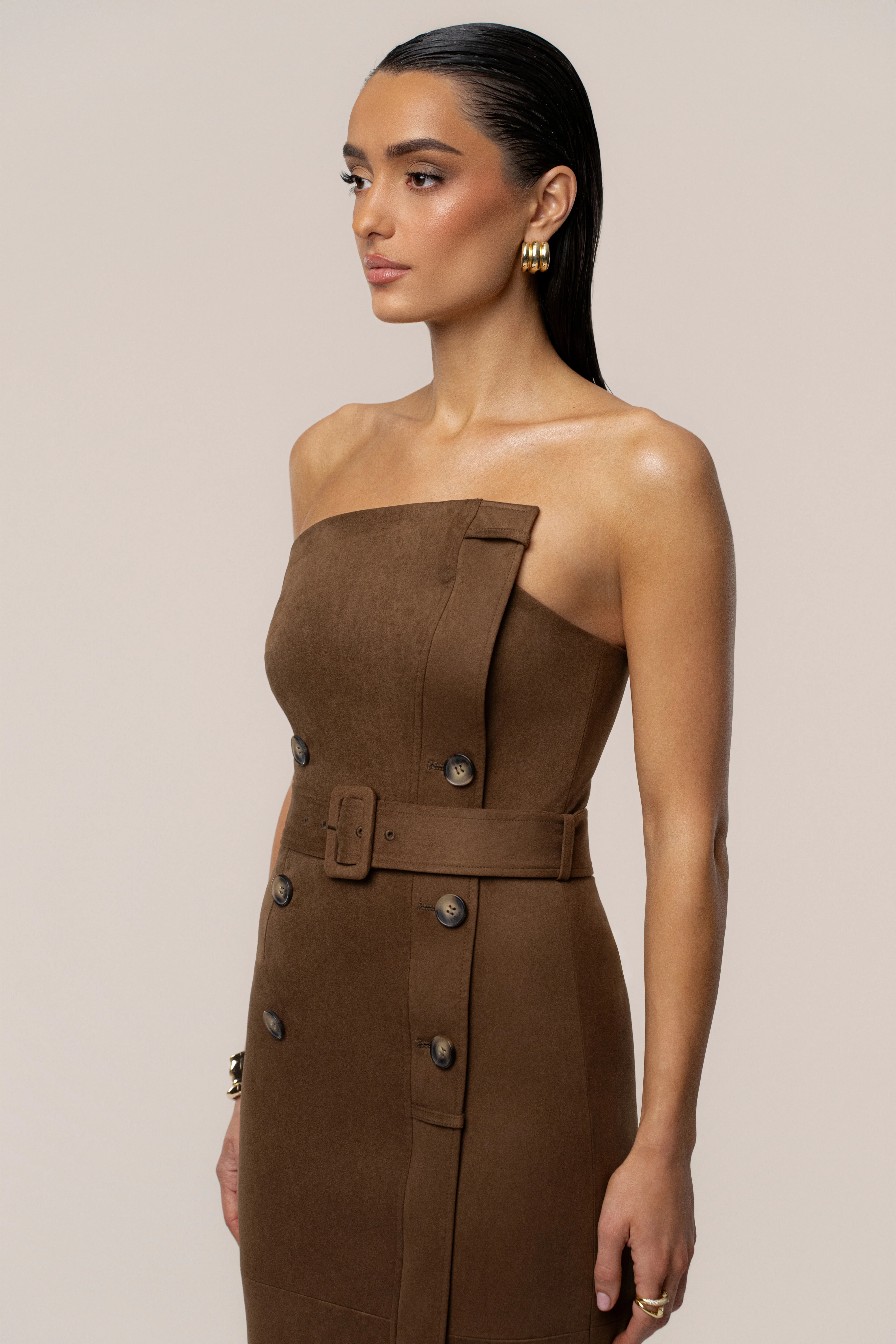Chocolate Xena Suede Maxi Dress - Image 9