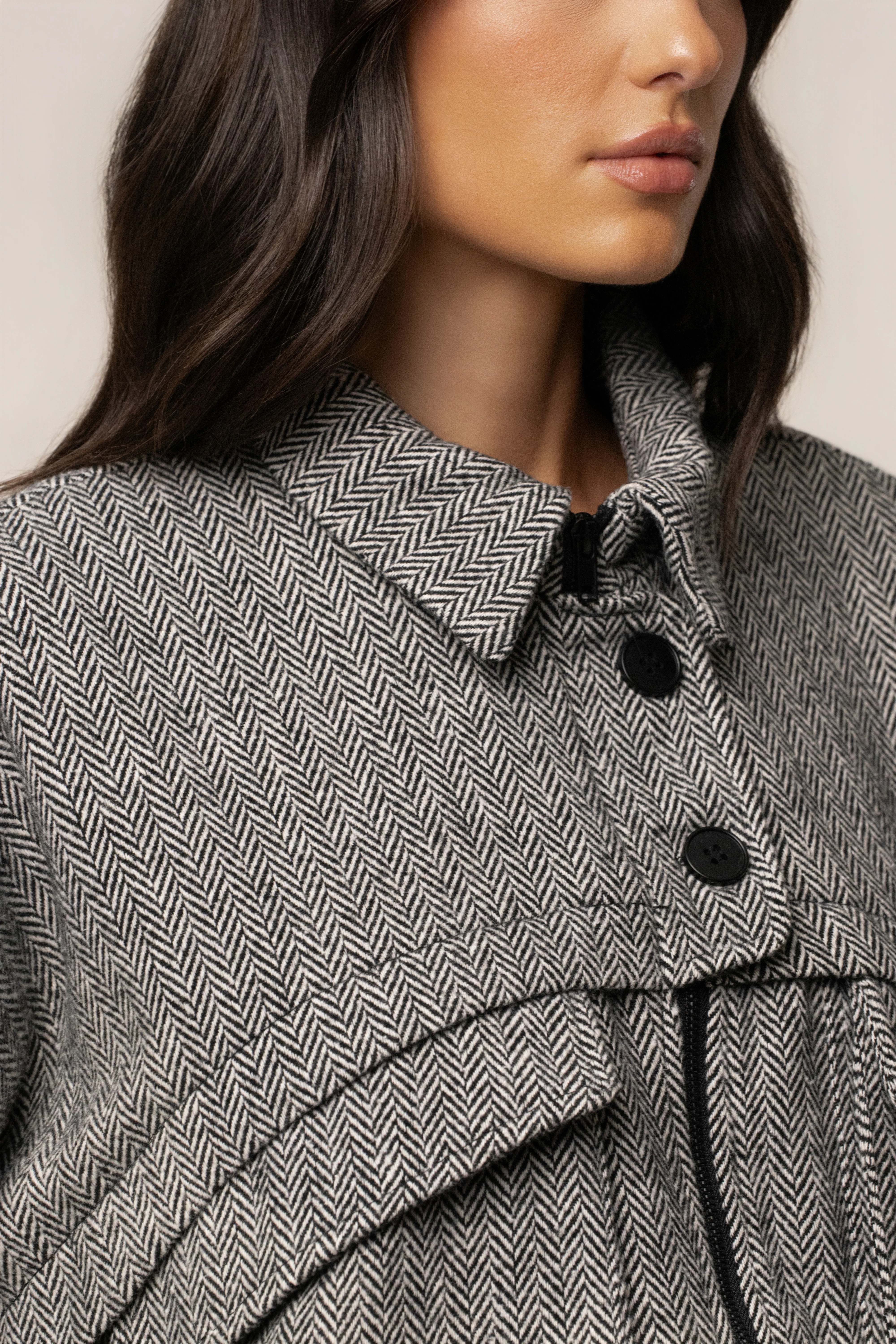 Classic Herringbone Bomber Jacket - Image 9