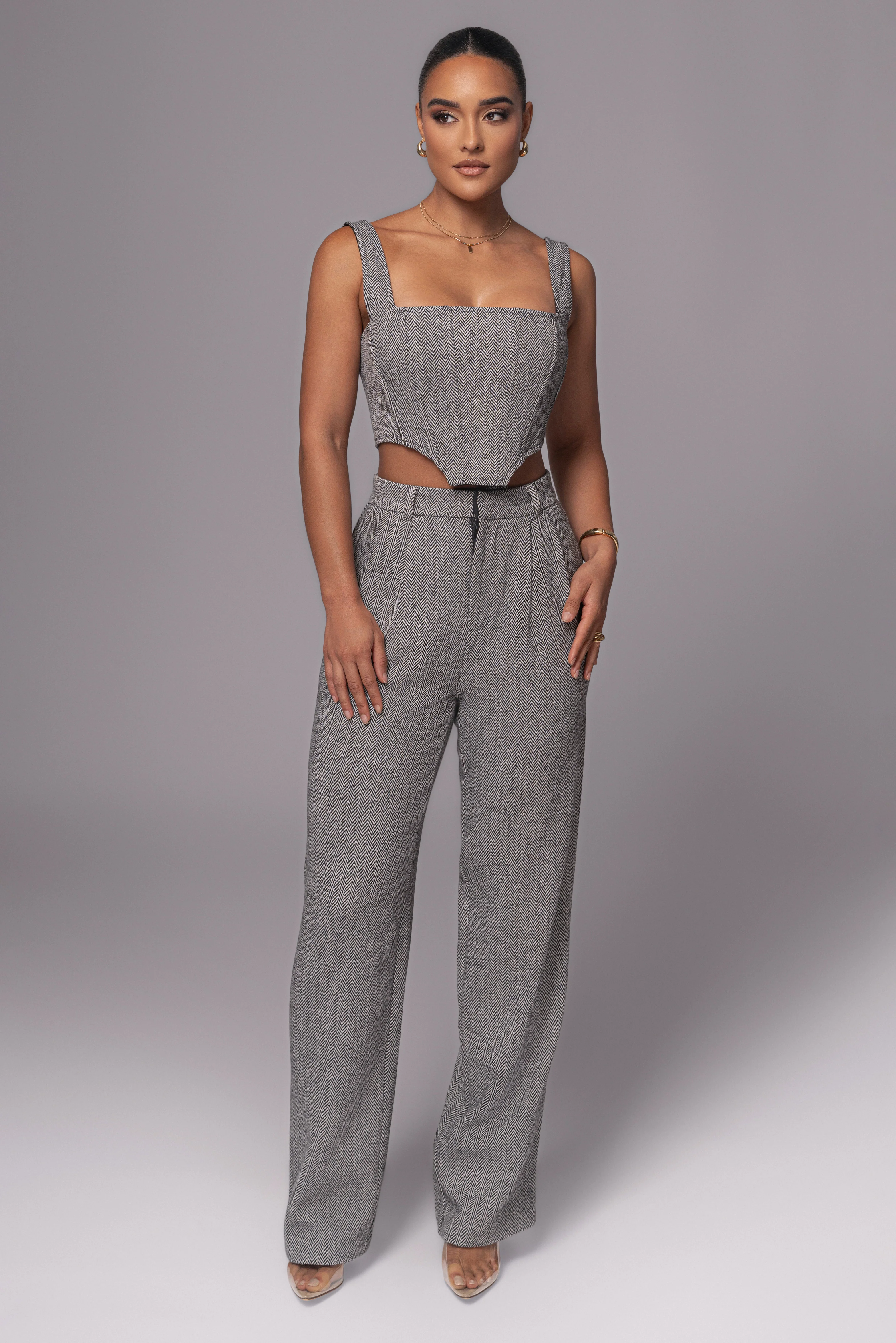 Classic Herringbone Corset Top - Image 2