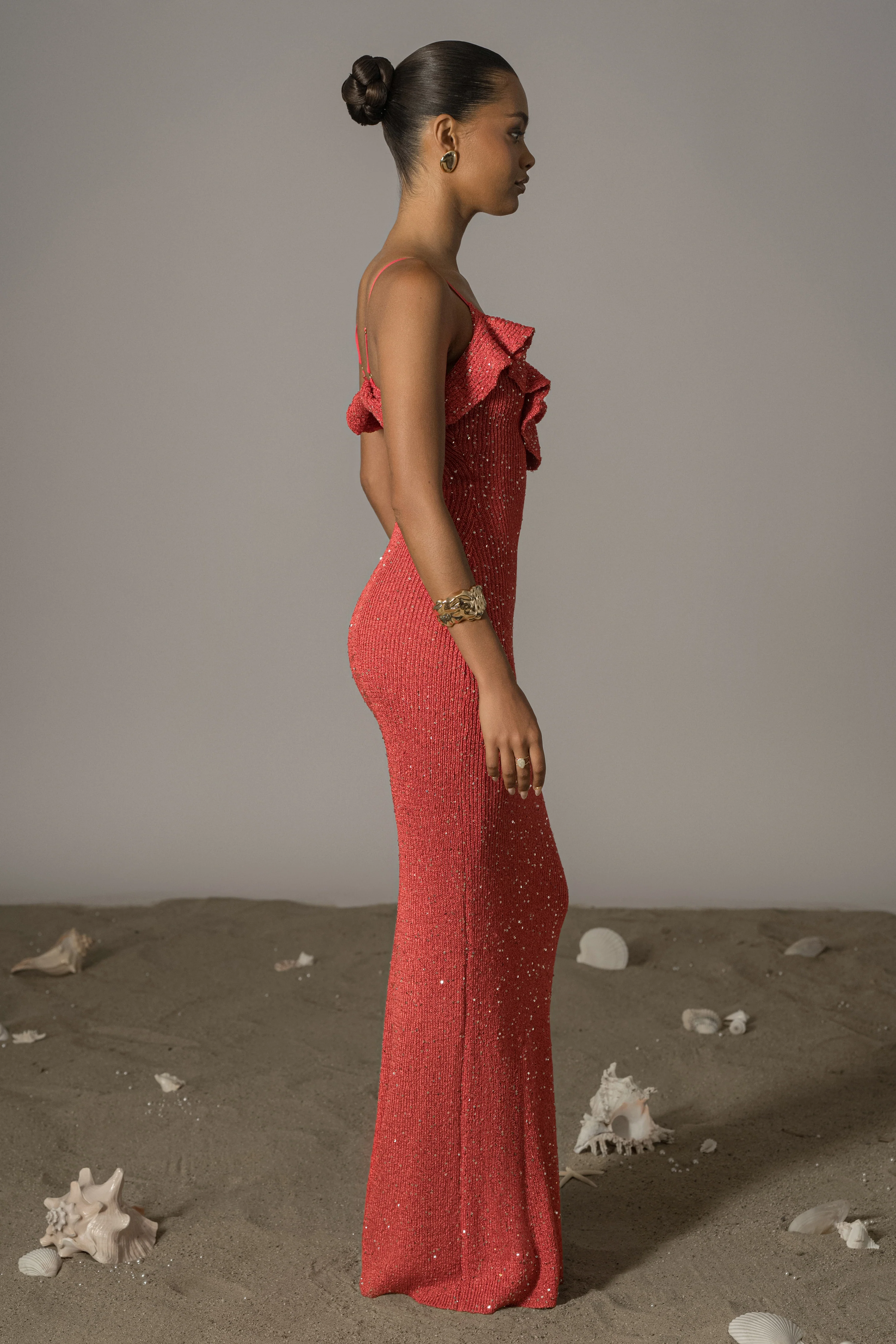Coral Midnight Sparkle Maxi Dress - Image 14
