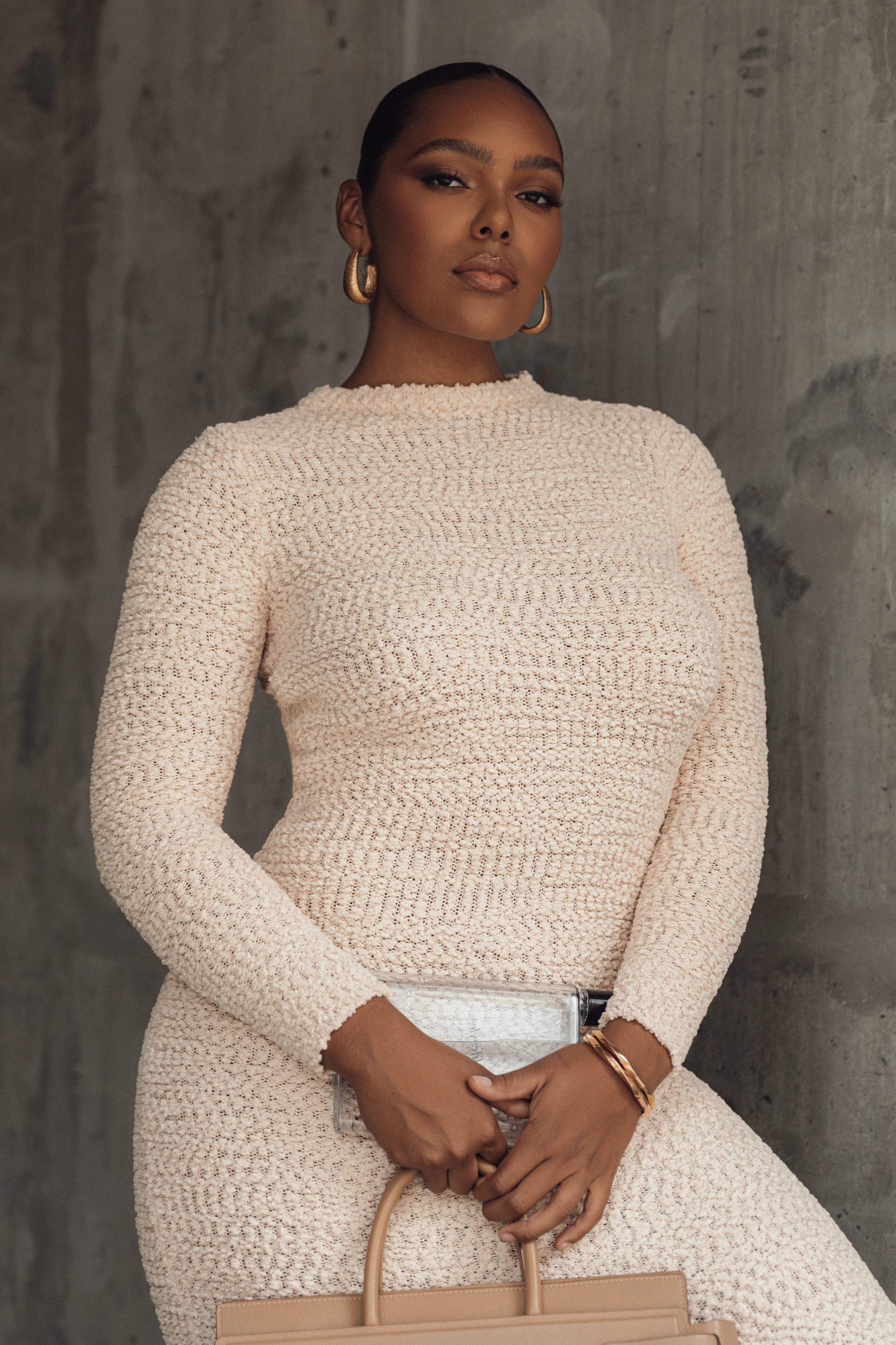 Cream Autumn Knit Maxi Dress - Image 15